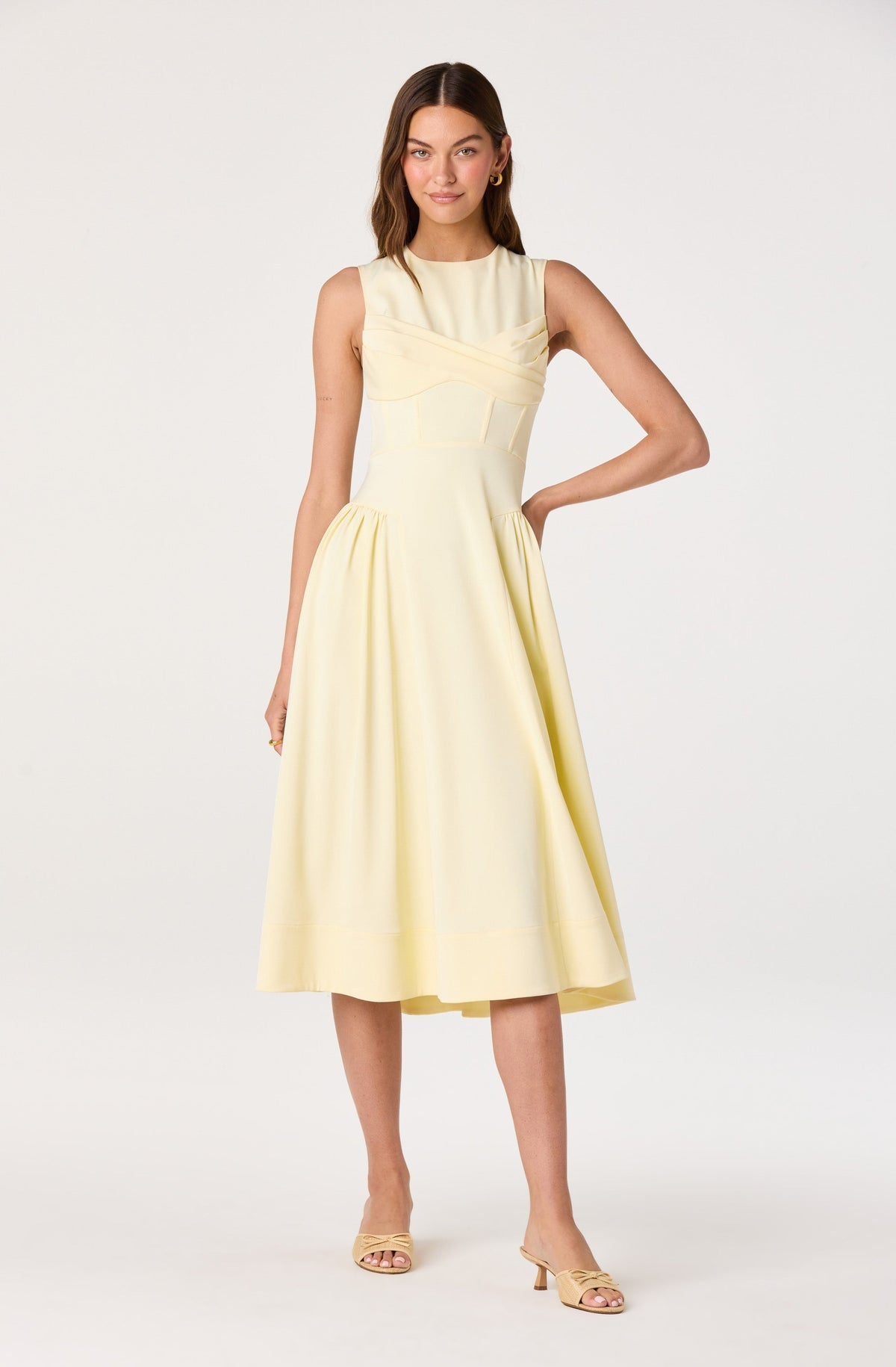 Seraphina Pleated Twist Corset Midi Dress