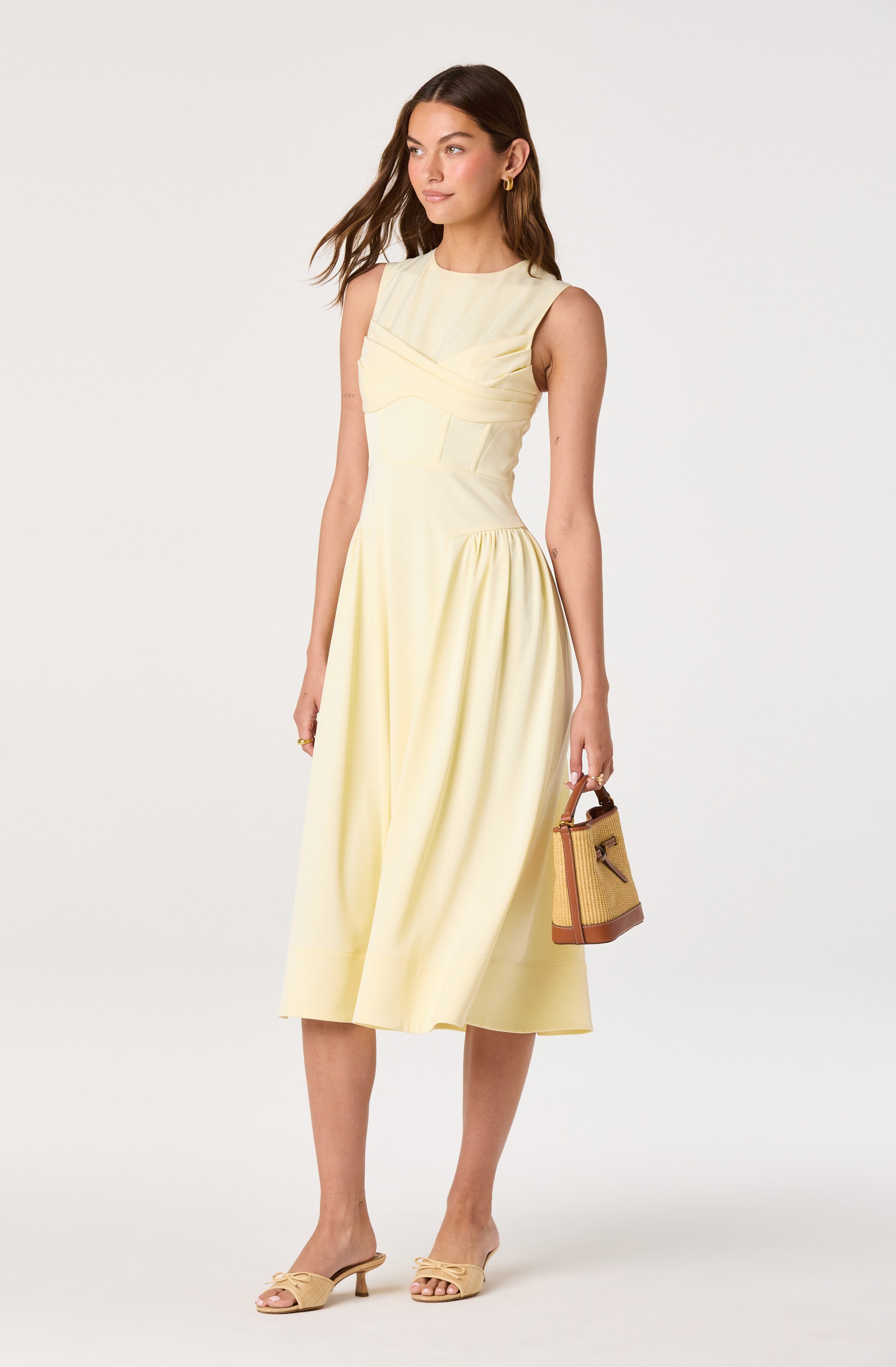 Seraphina Pleated Twist Corset Midi Dress