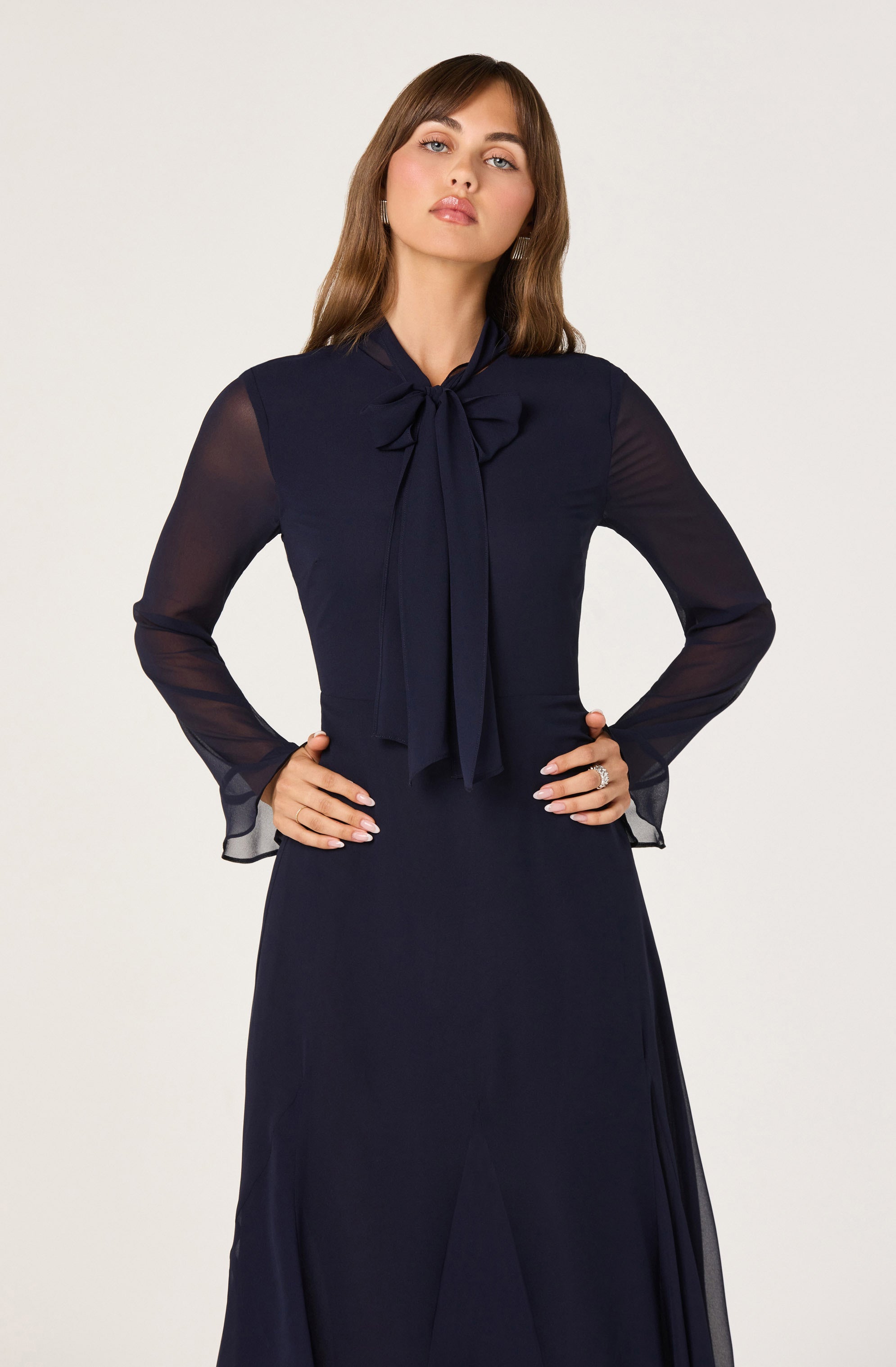 Tie Neck Midi Dress