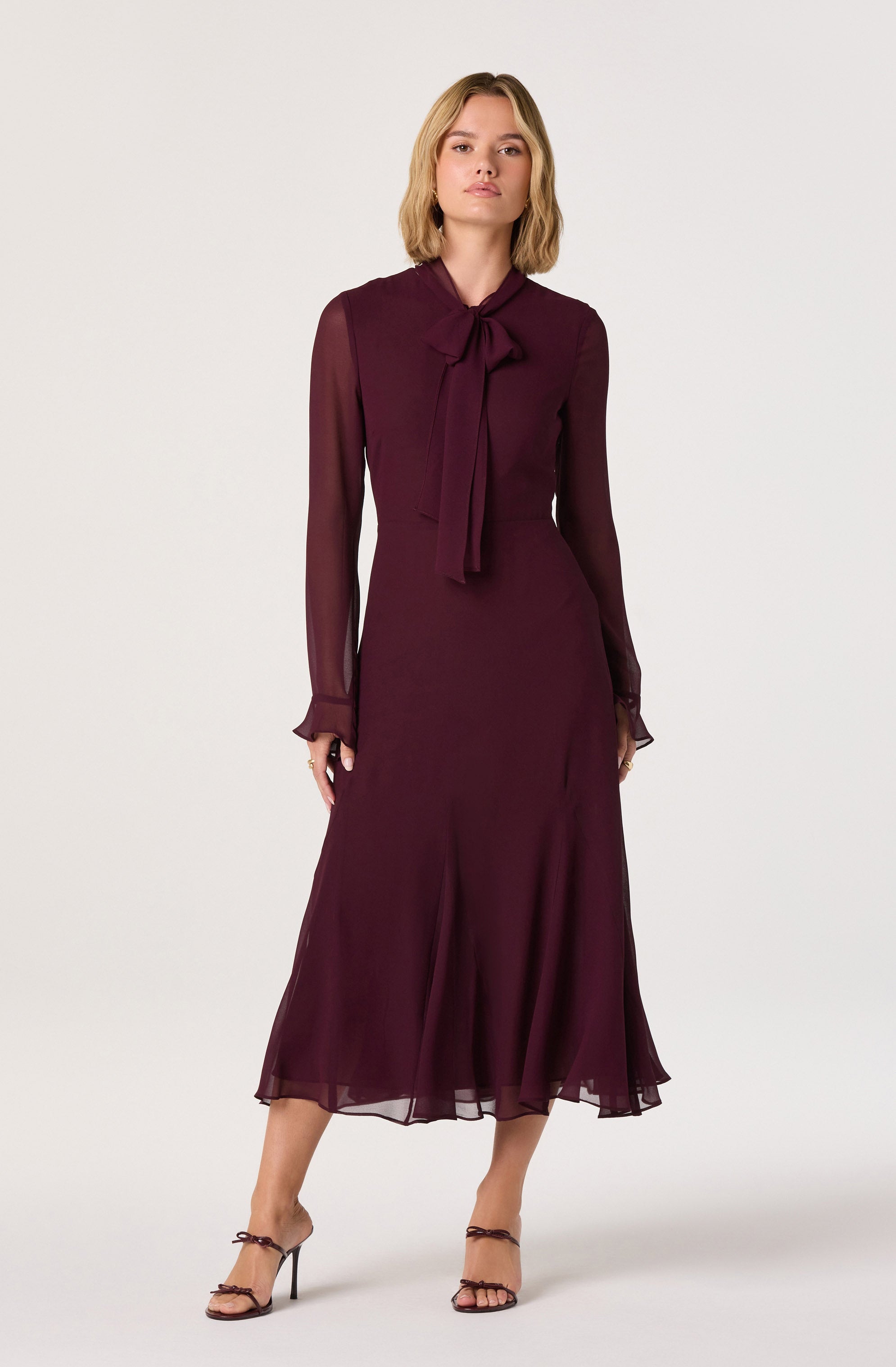 Tie Neck Midi Dress