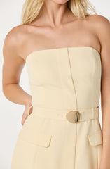 Strapless Contrast Belted Dress