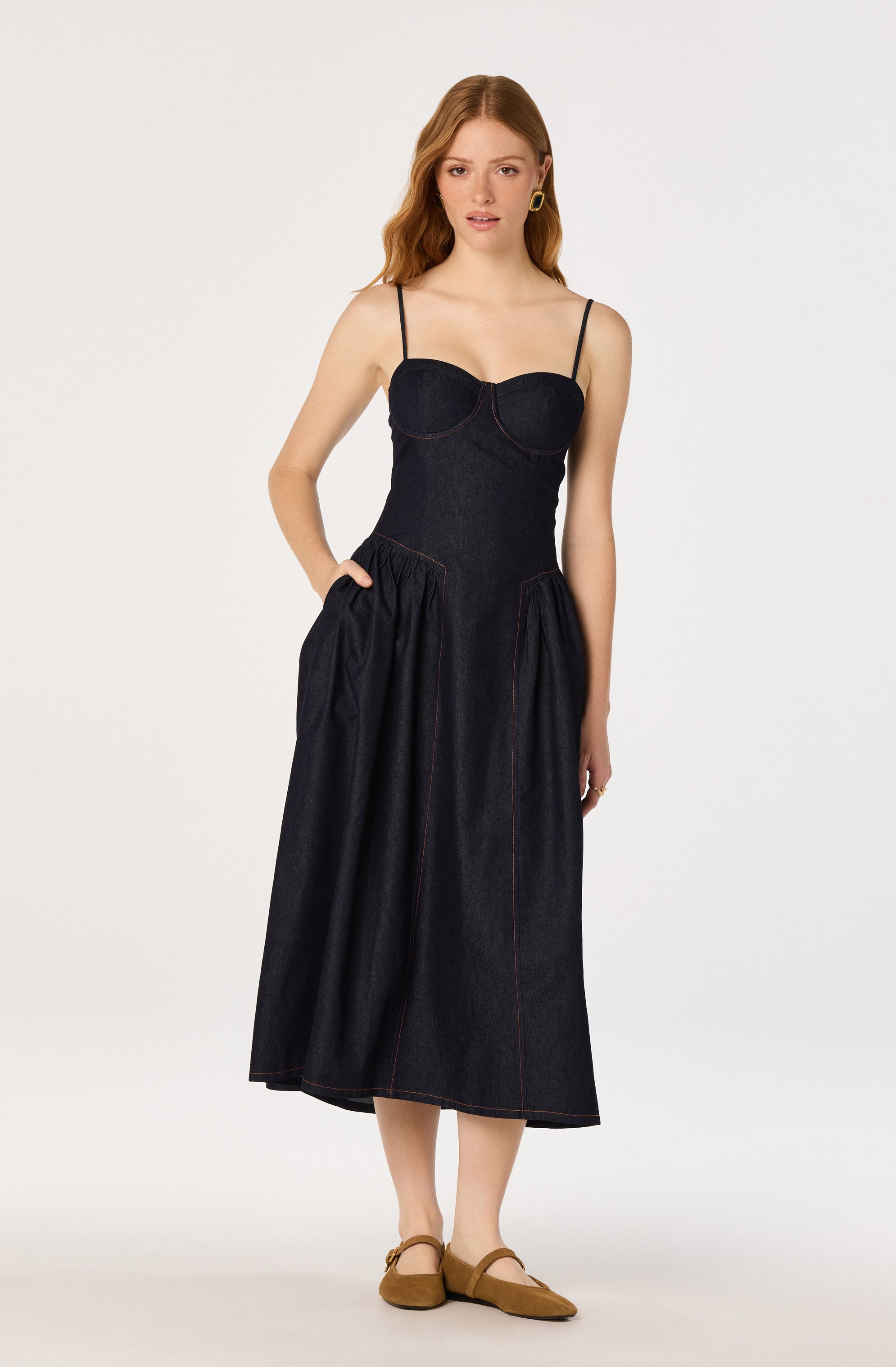 Margaux Denim Bustier Midi Dress