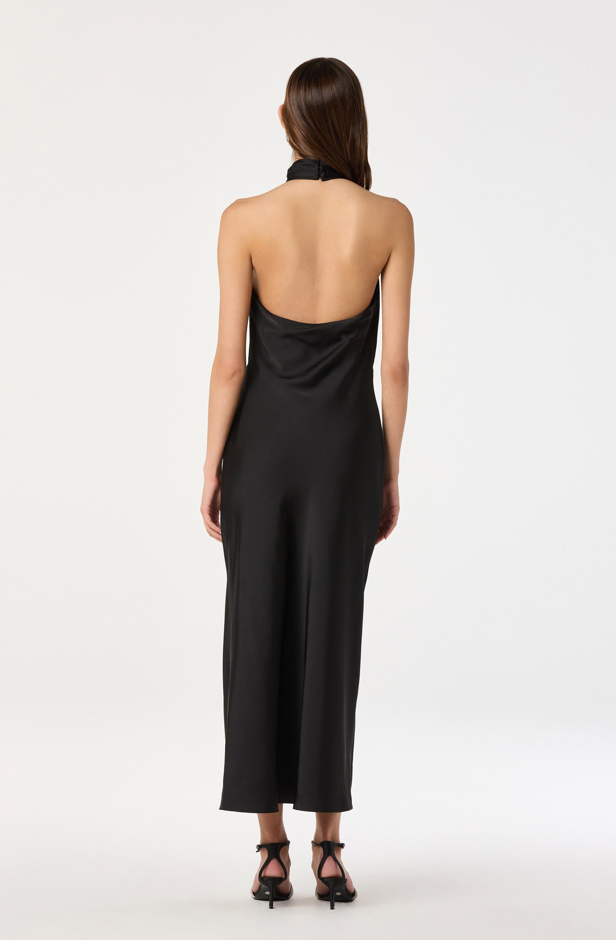 Jasmin Satin Halter Maxi Dress