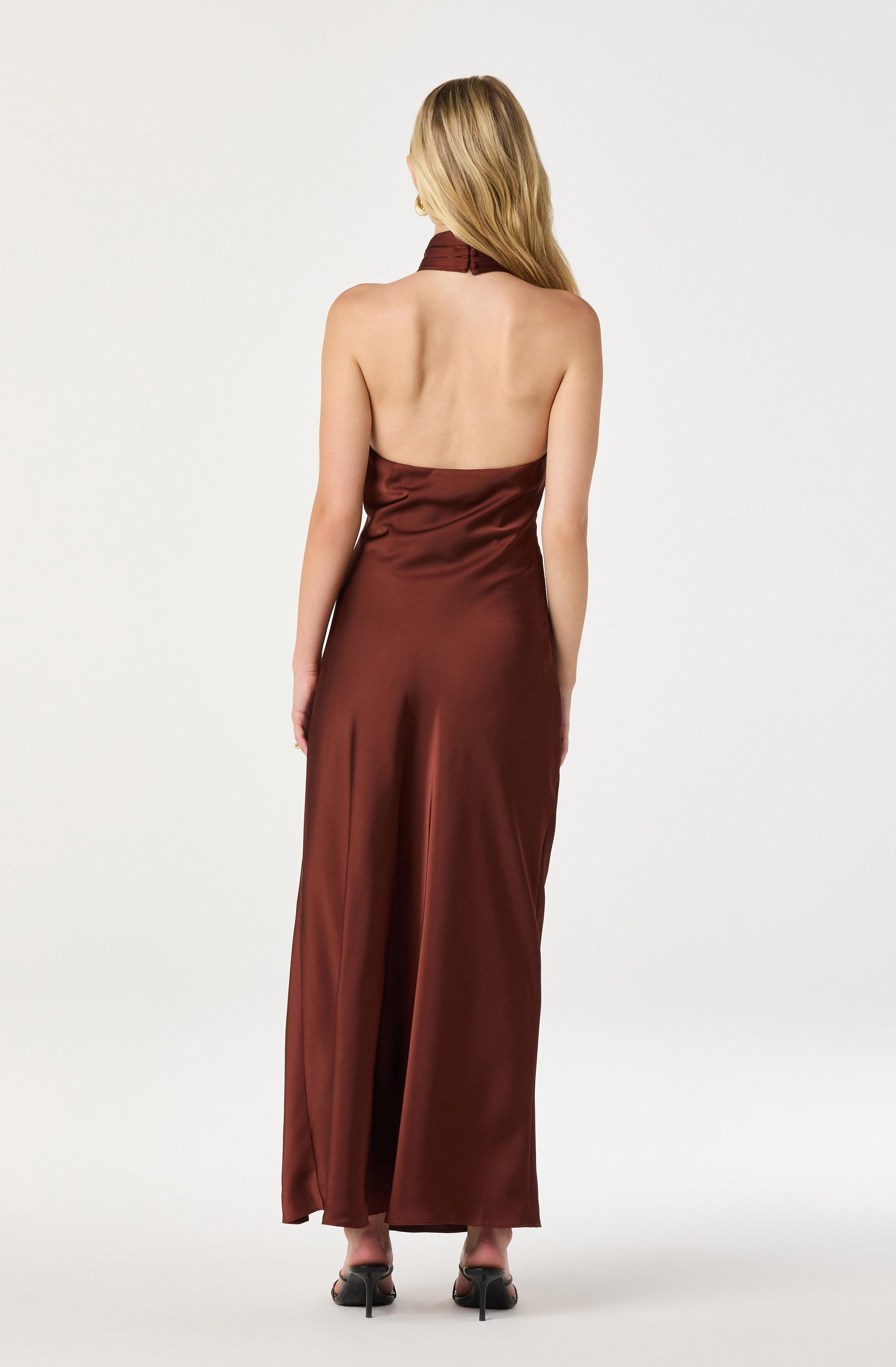 Jasmin Satin Halter Maxi Dress