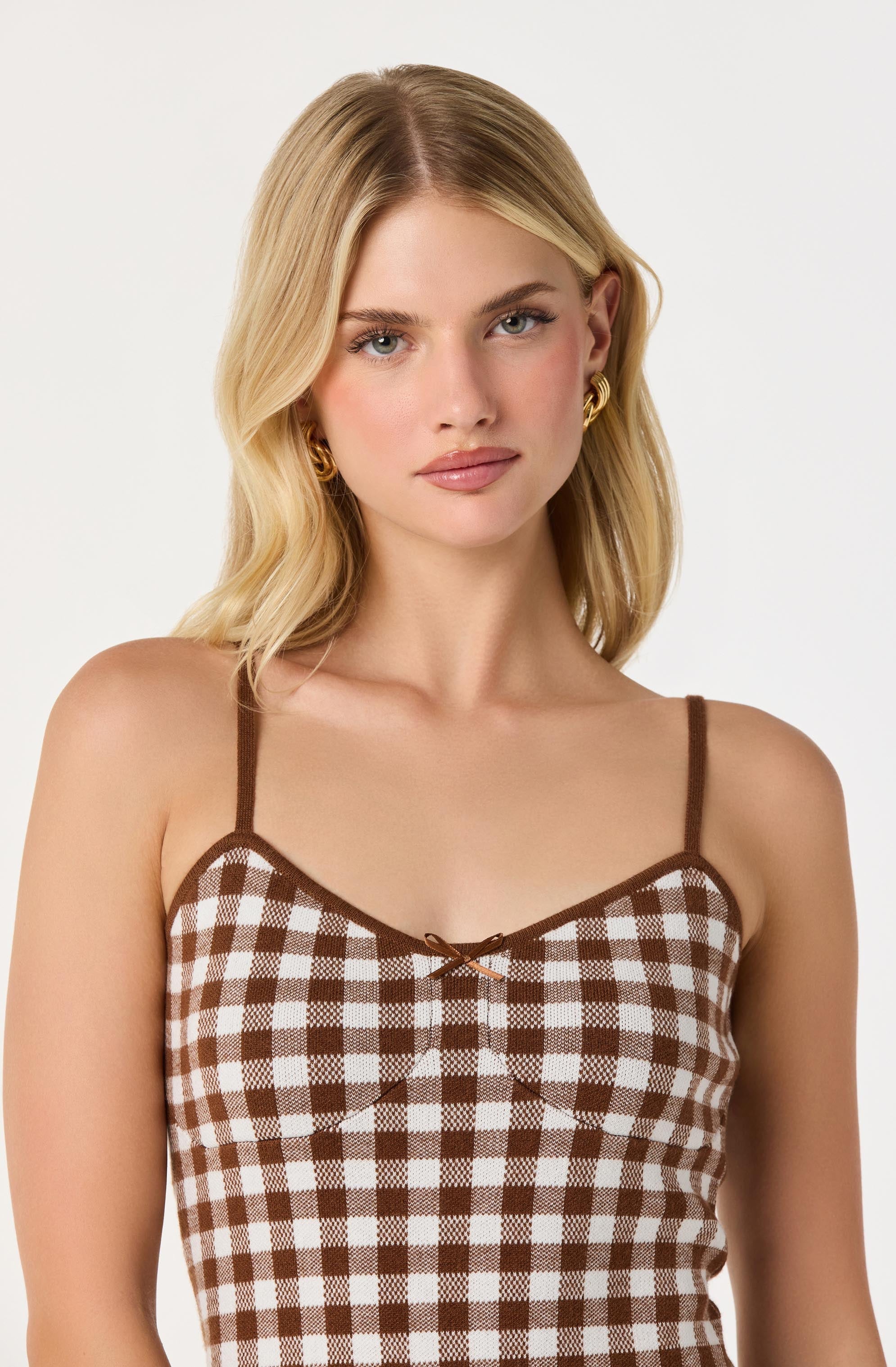 Gingham Mini Sweater Dress