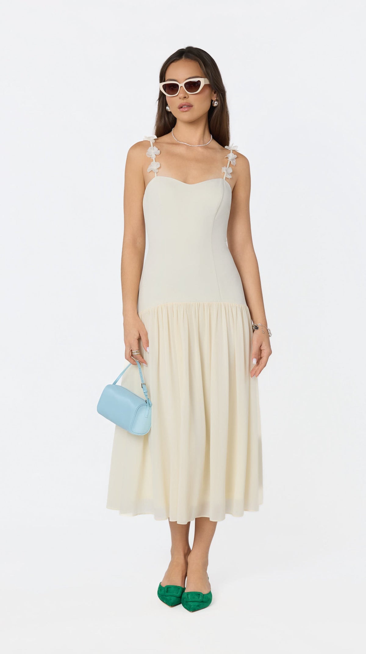 Amia Floral Applique Maxi Dress