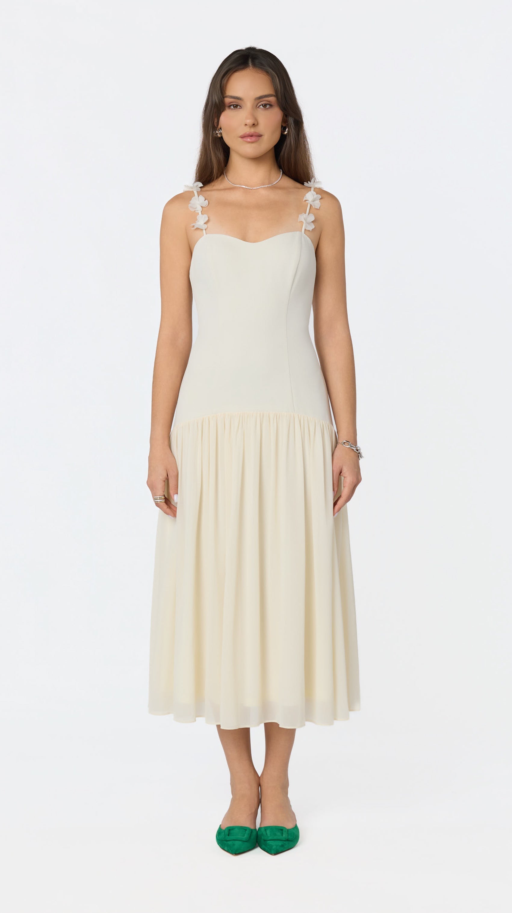Amia Floral Applique Maxi Dress