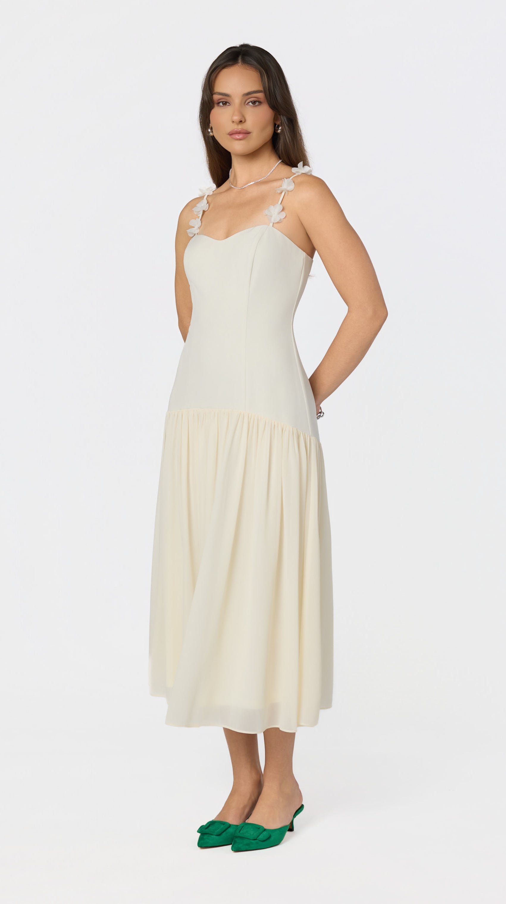 Amia Floral Applique Maxi Dress