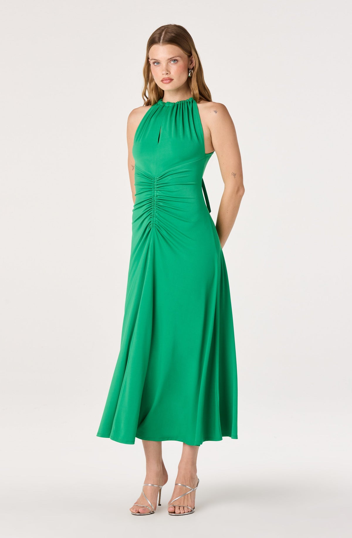 Mallory Ruched Halter Midi Dress