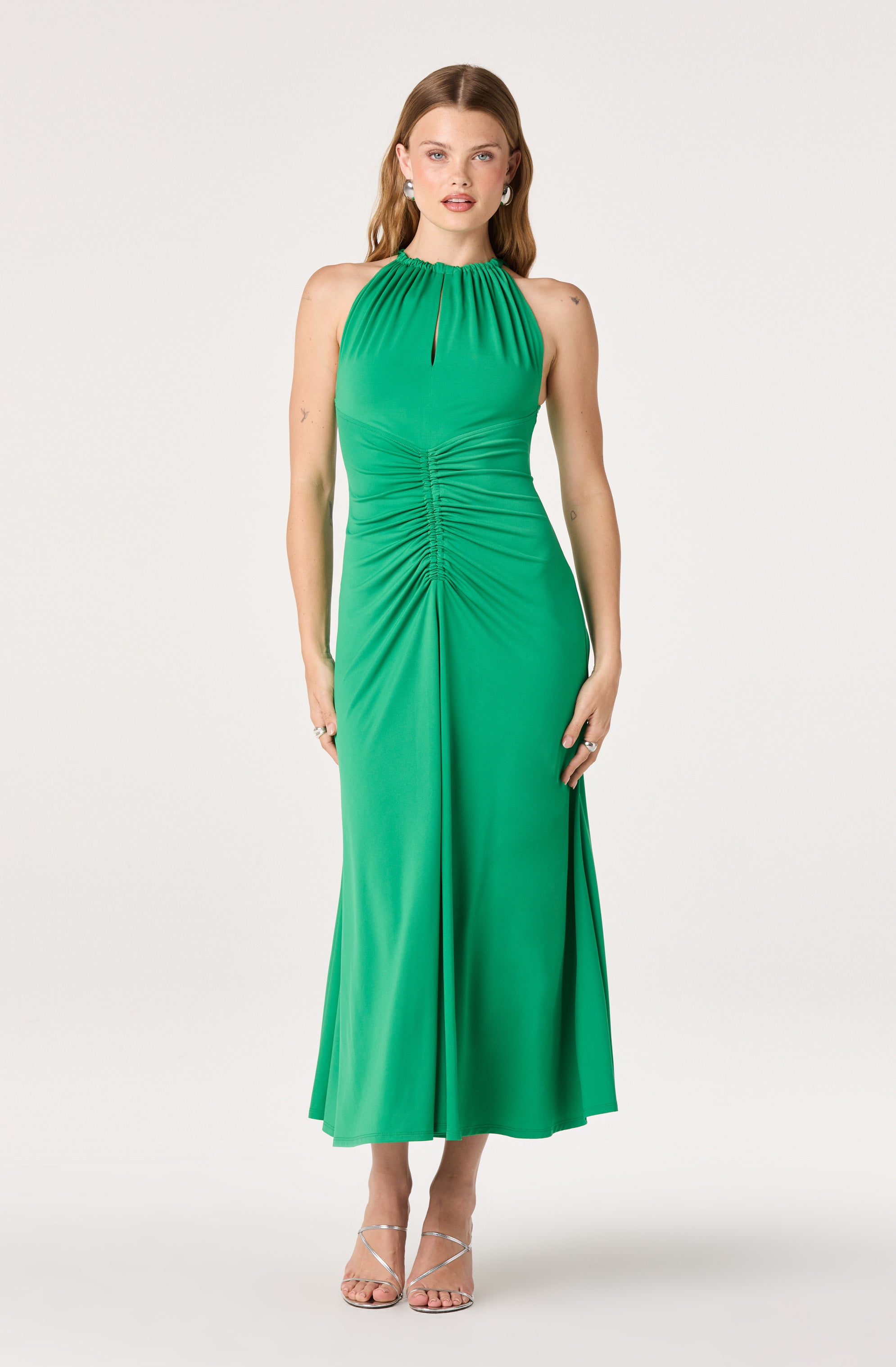 Mallory Ruched Halter Midi Dress