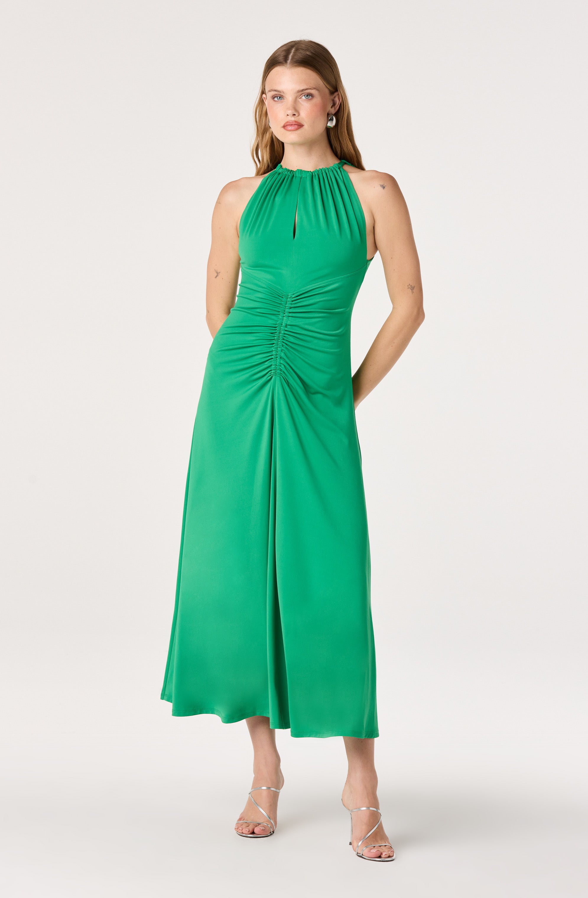 Mallory Ruched Halter Midi Dress