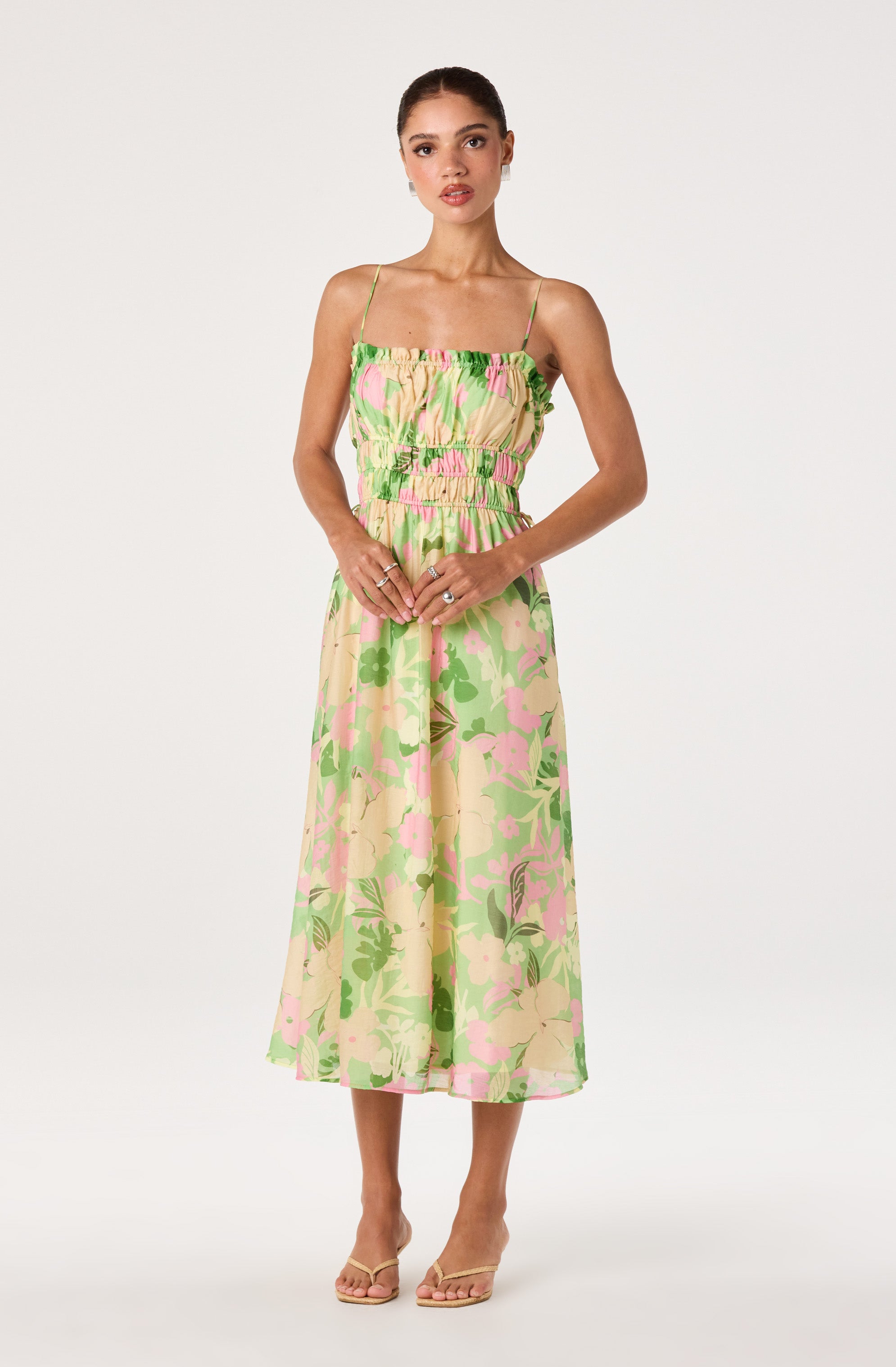 Maren Smocked Floral Midi Dress