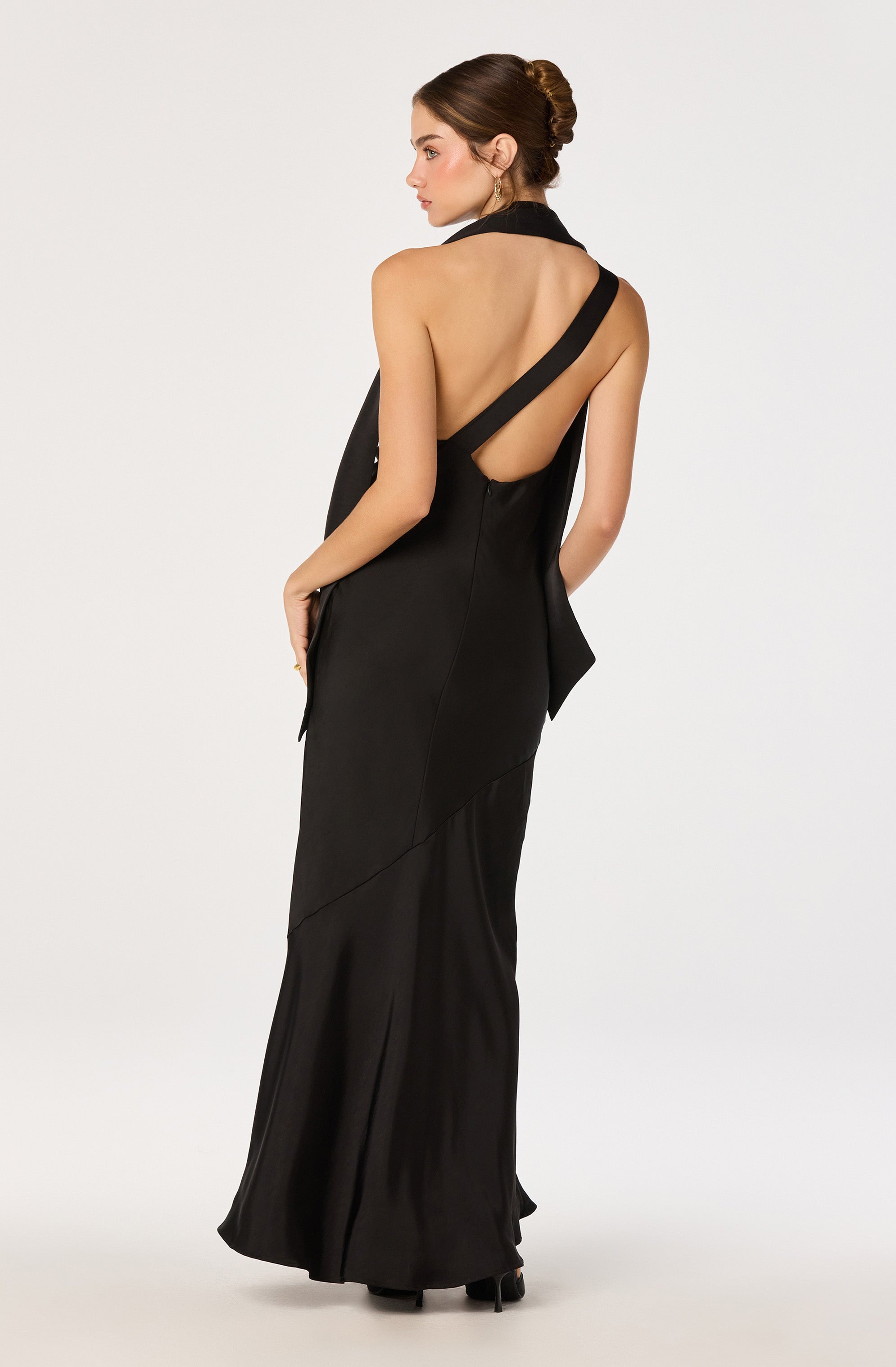 Varya Satin Cowl Neck Maxi Dress