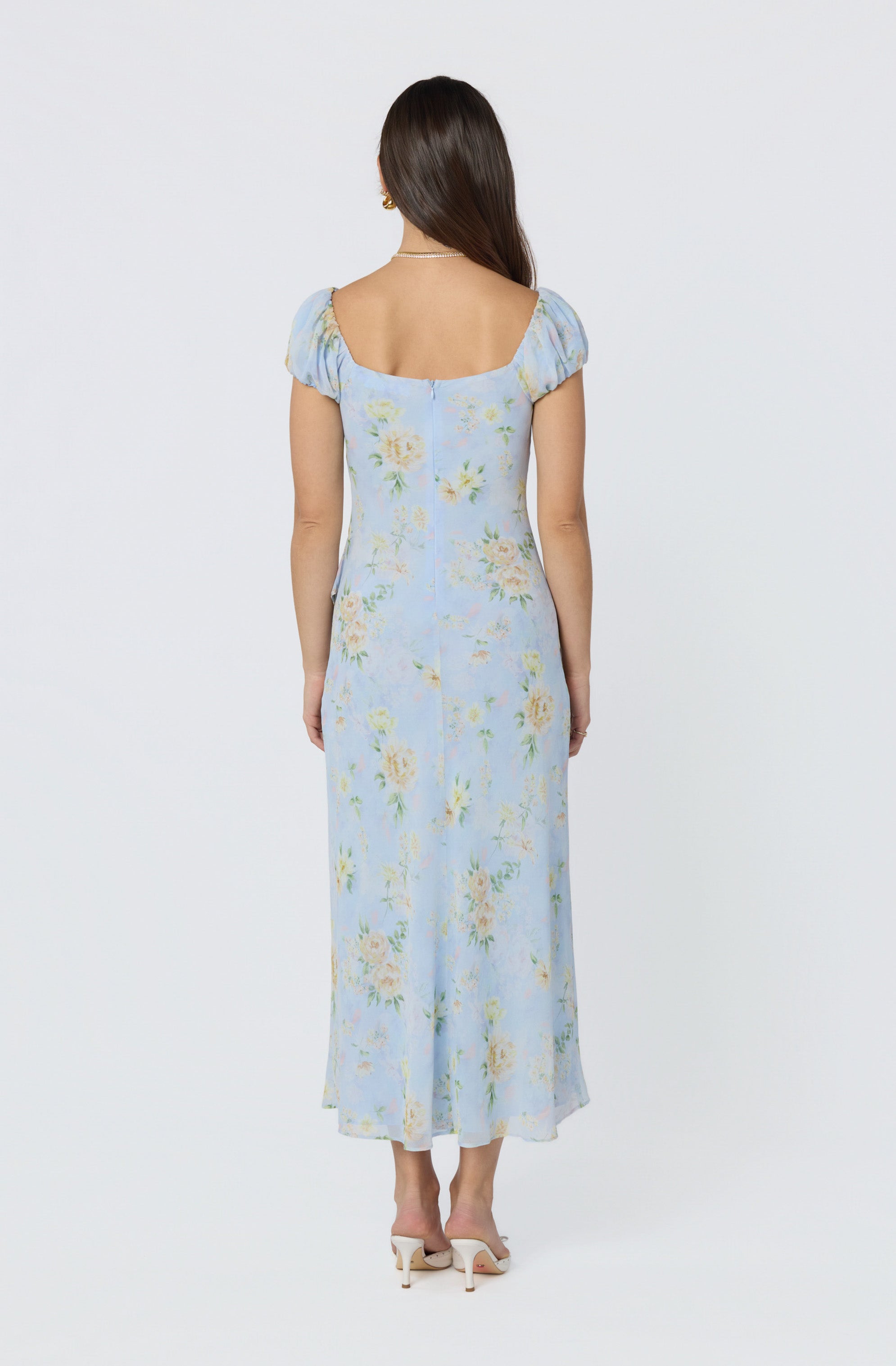 Florence Floral Puff Sleeve Midi Dress