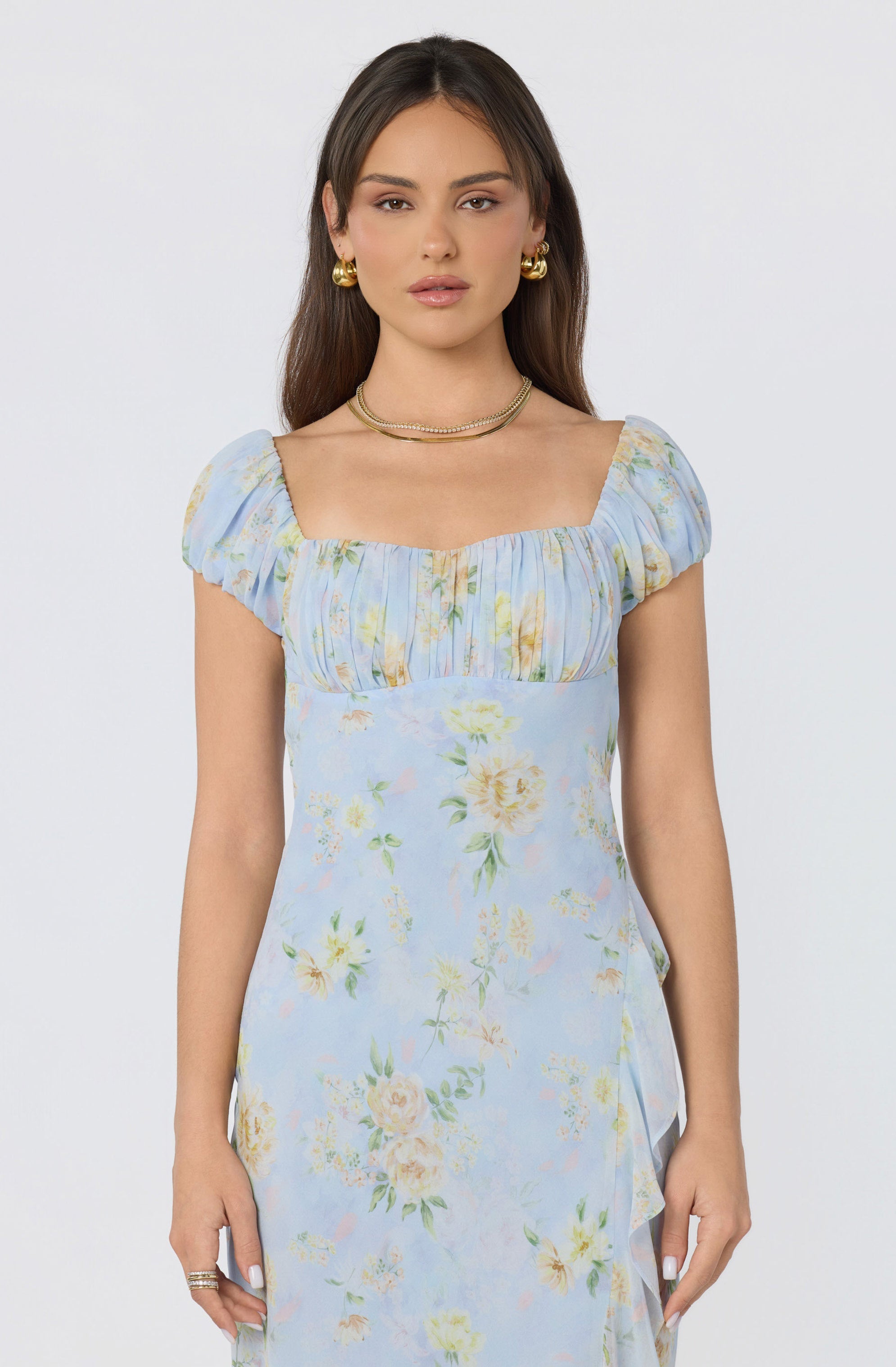 Florence Floral Puff Sleeve Midi Dress
