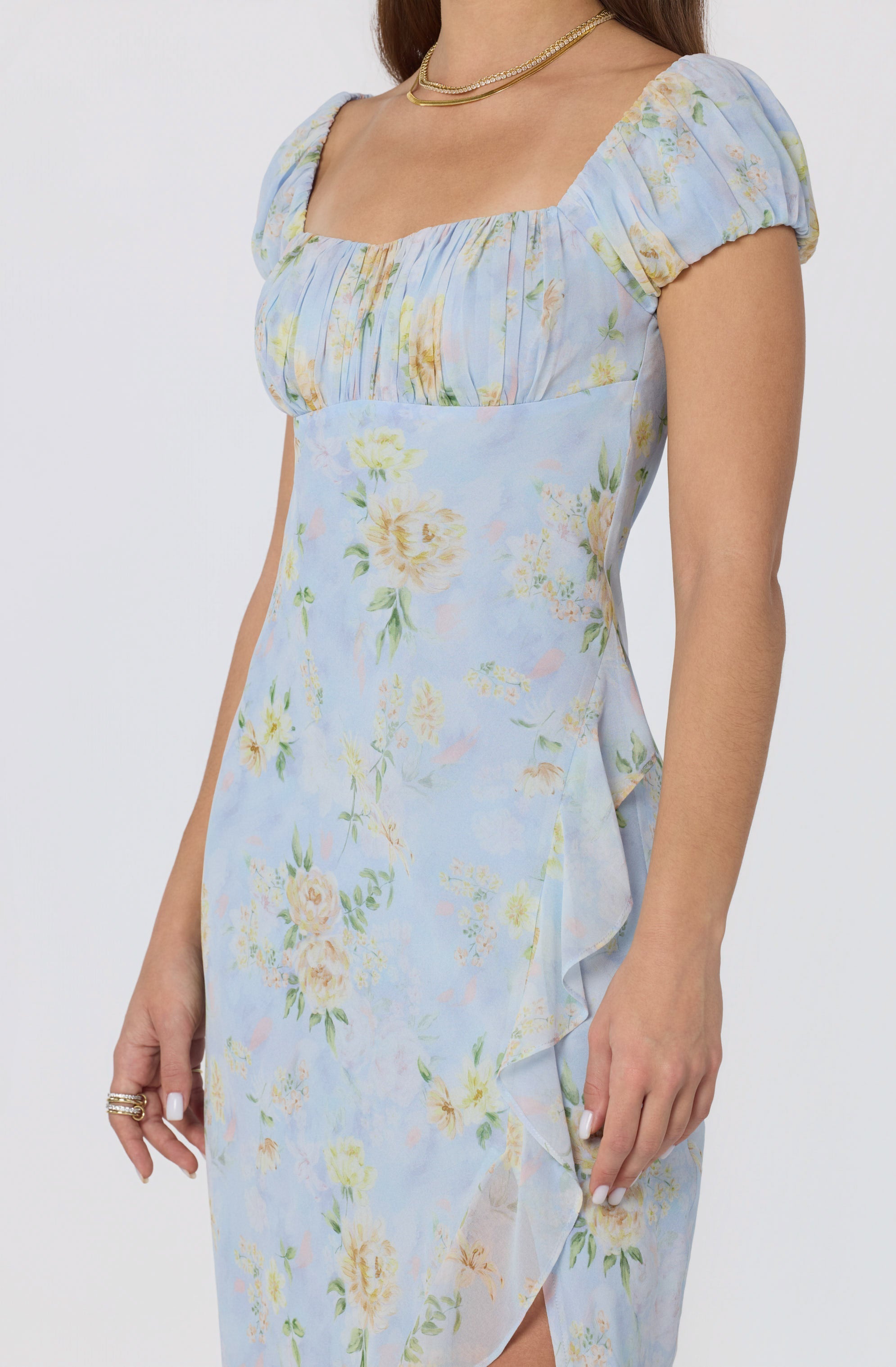 Florence Floral Puff Sleeve Midi Dress