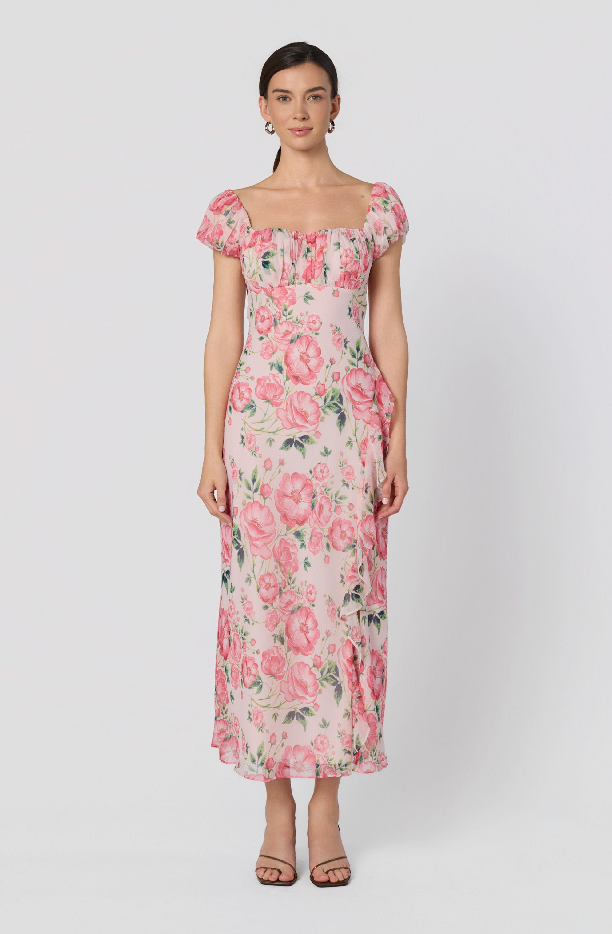 Florence Floral Puff Sleeve Midi Dress