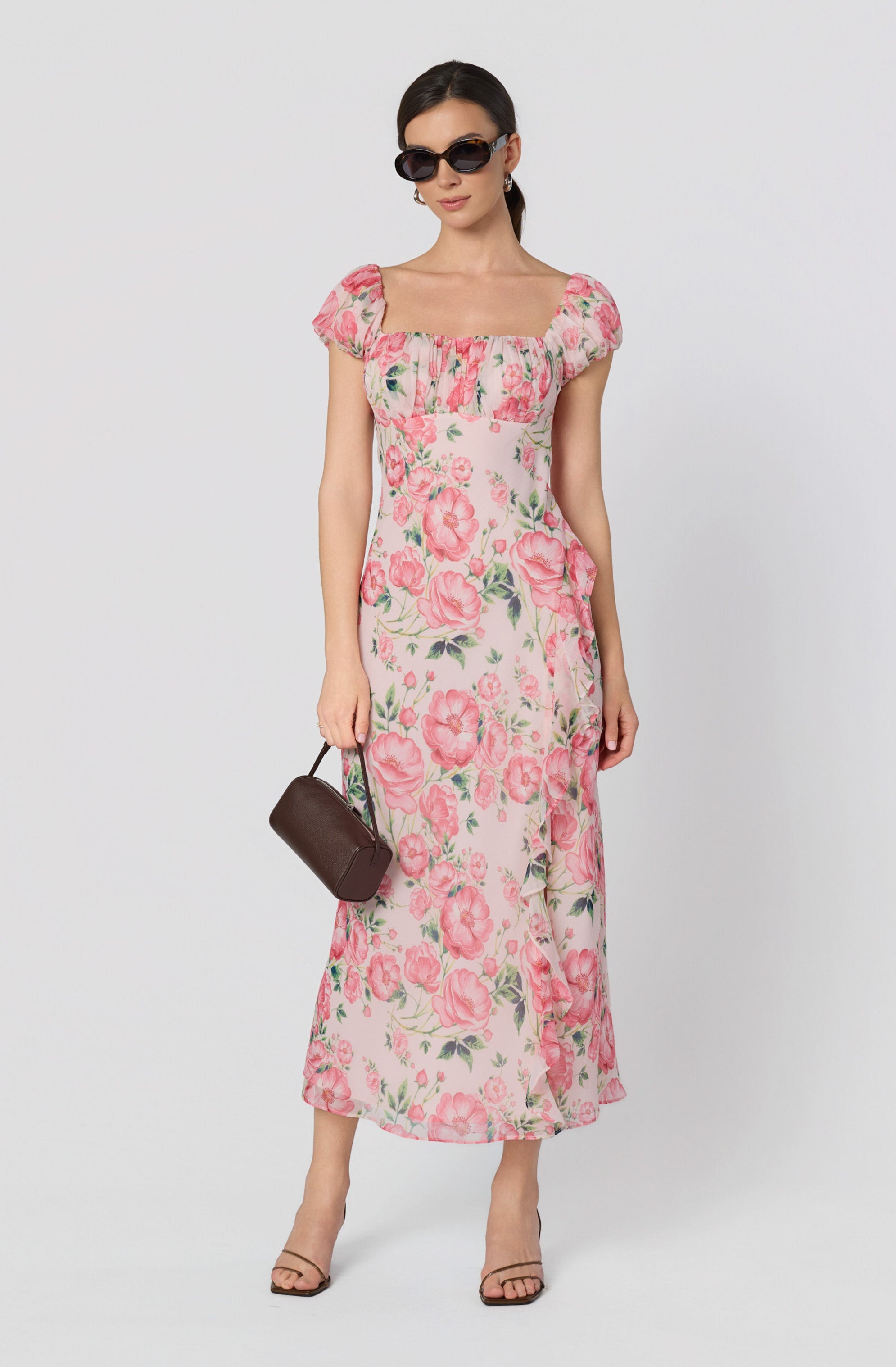 Florence Floral Puff Sleeve Midi Dress