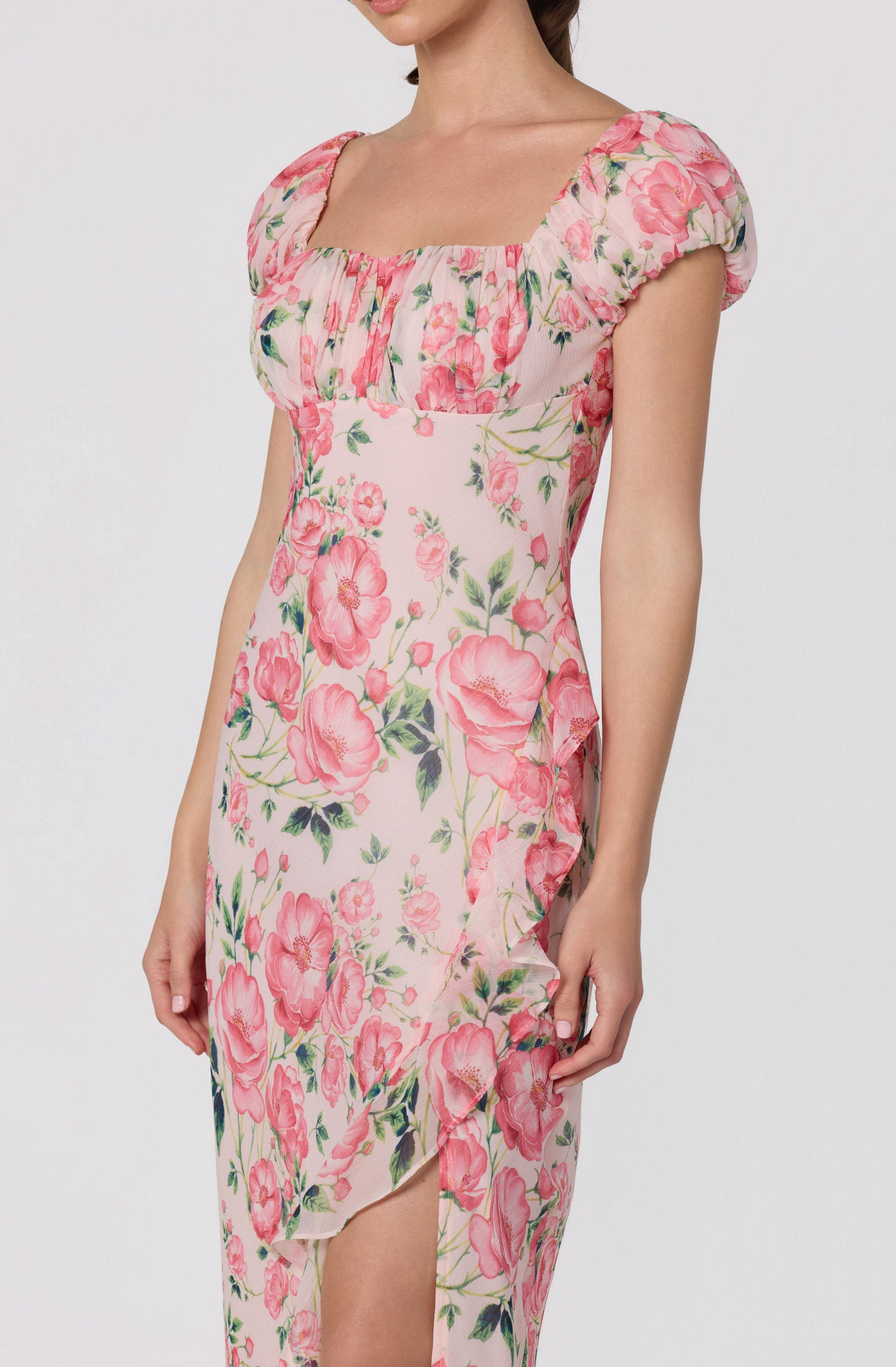 Florence Floral Puff Sleeve Midi Dress