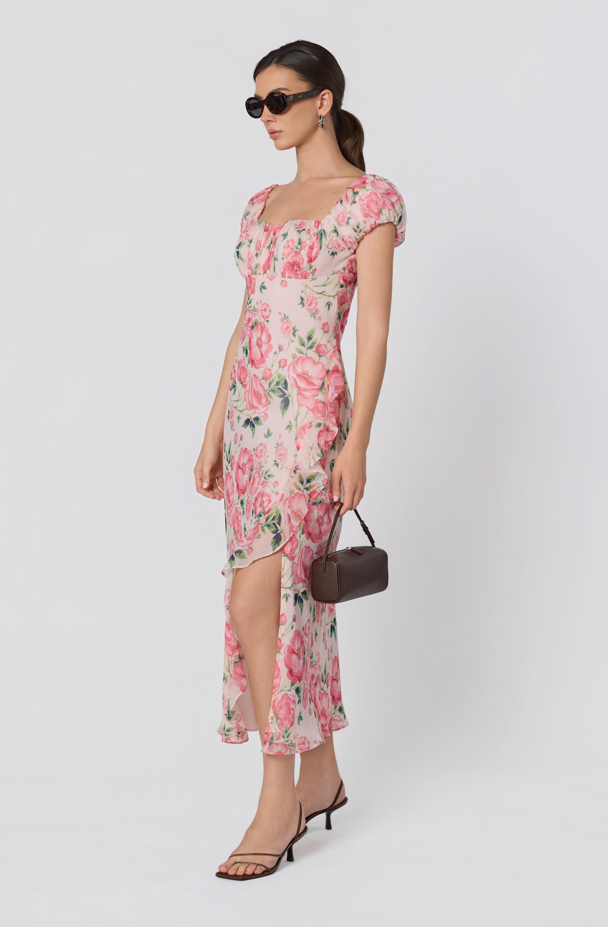 Florence Floral Puff Sleeve Midi Dress