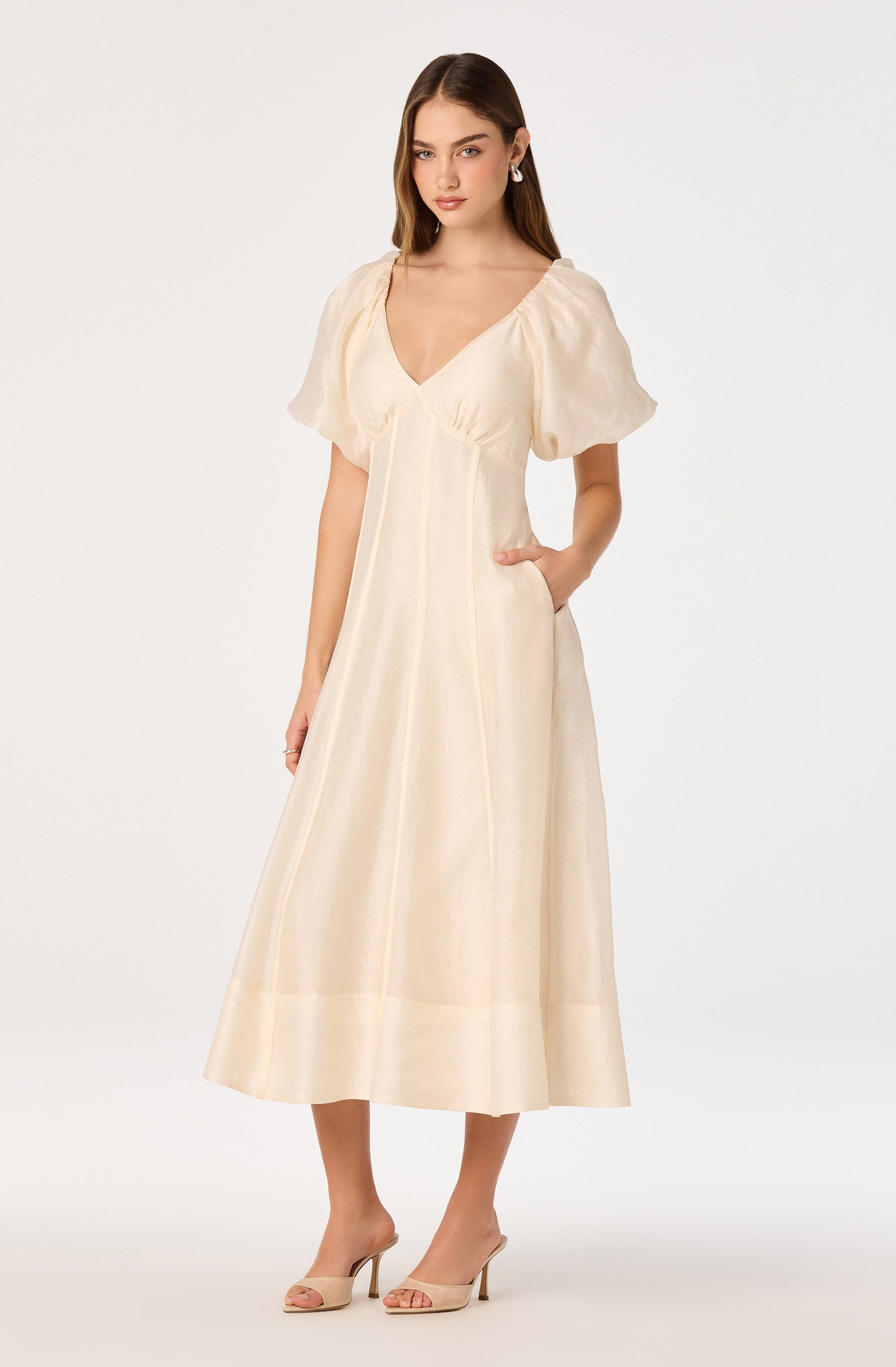 Kathaleya Puff Sleeve Midi Dress