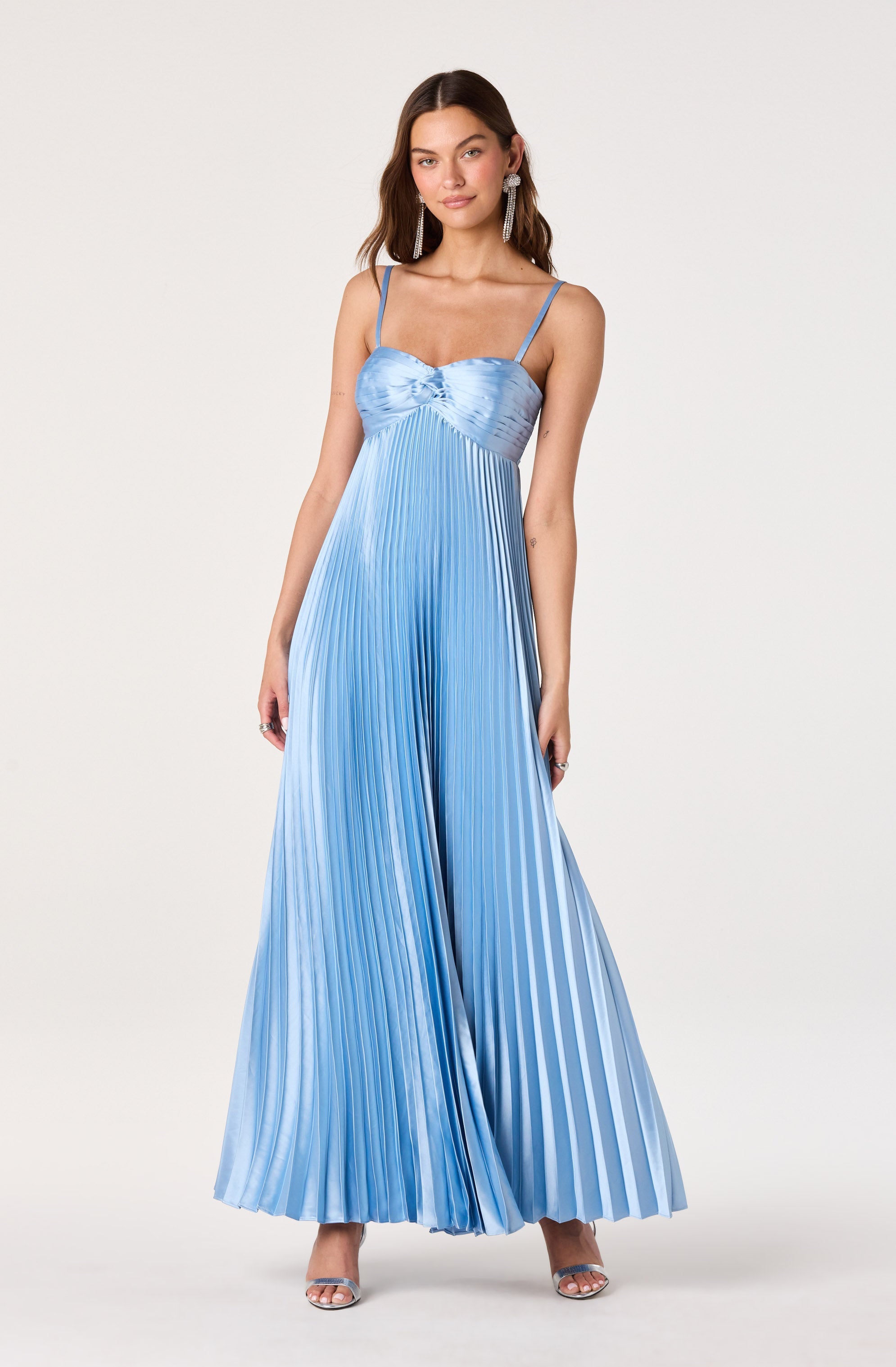 Cyrina Plissé Strapless Maxi Gown