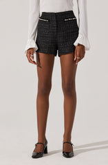 Tweed Pearl Detail Mini Shorts