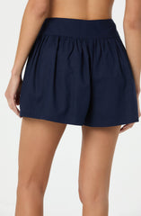 Linen-Blend Flared Shorts
