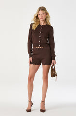 Scalloped Trim Sweater Shorts