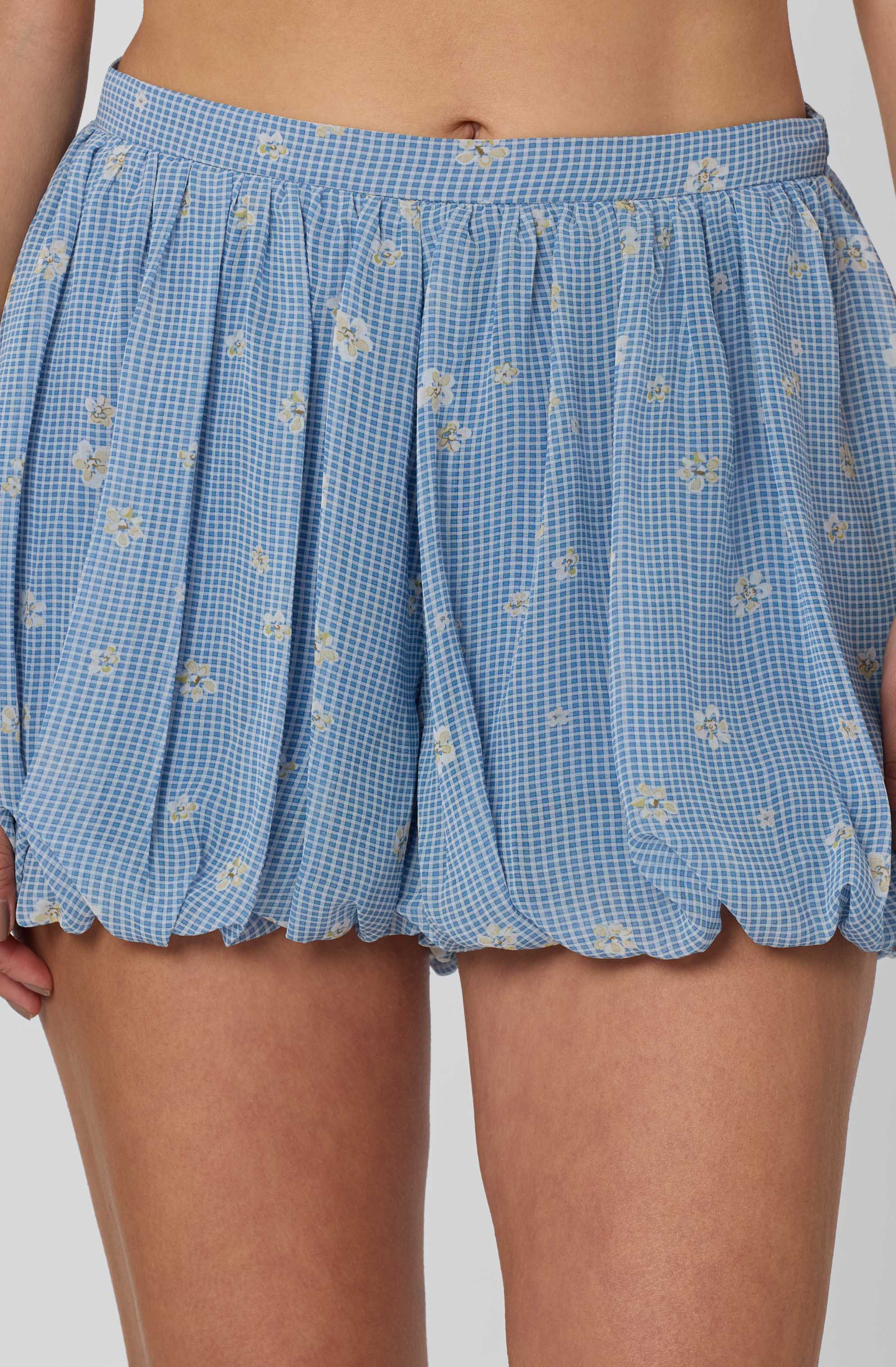 Kailey Floral Gingham High-Rise Bubble Shorts