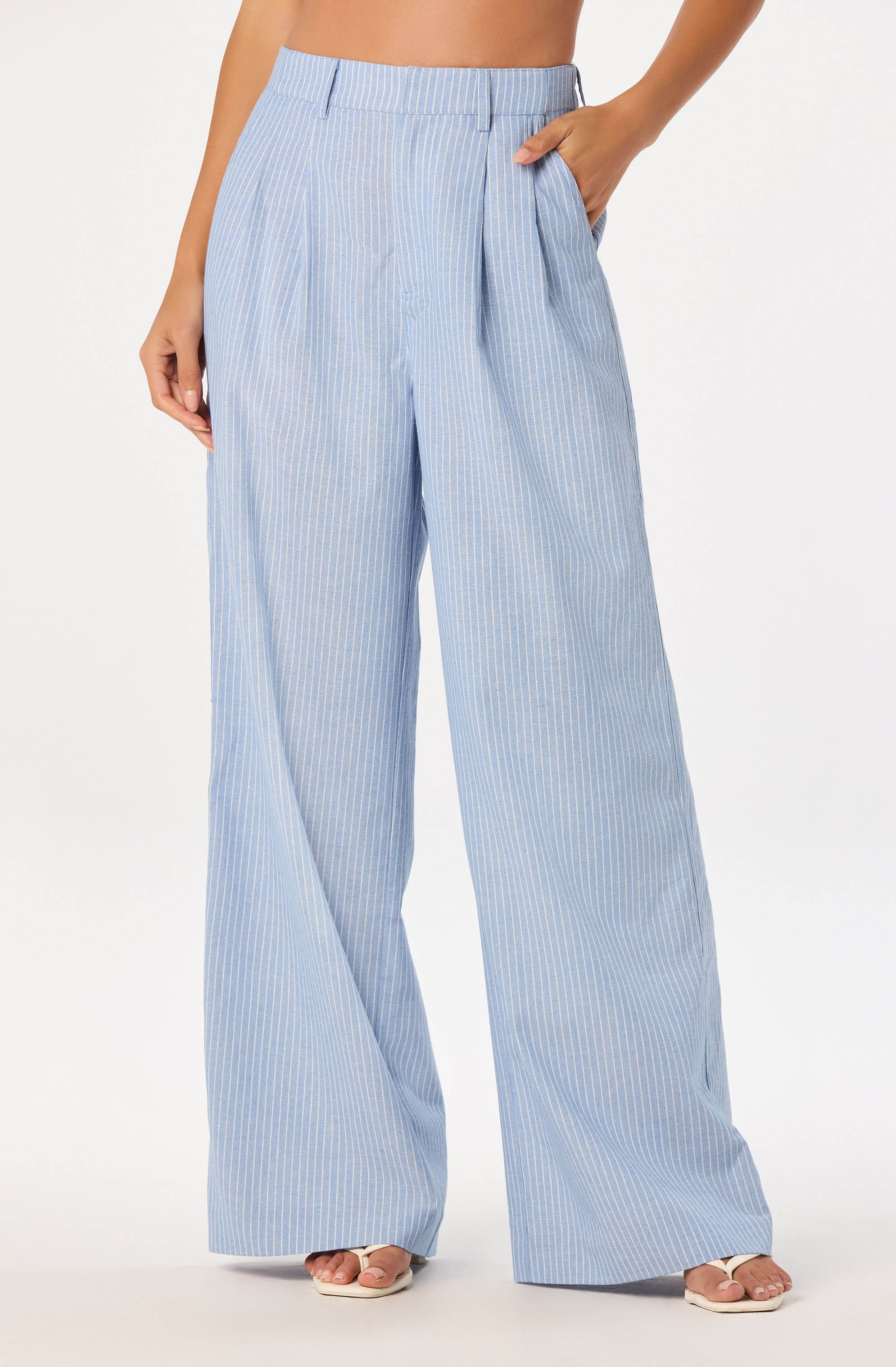 Linsey Striped Wide Leg Linen Pants