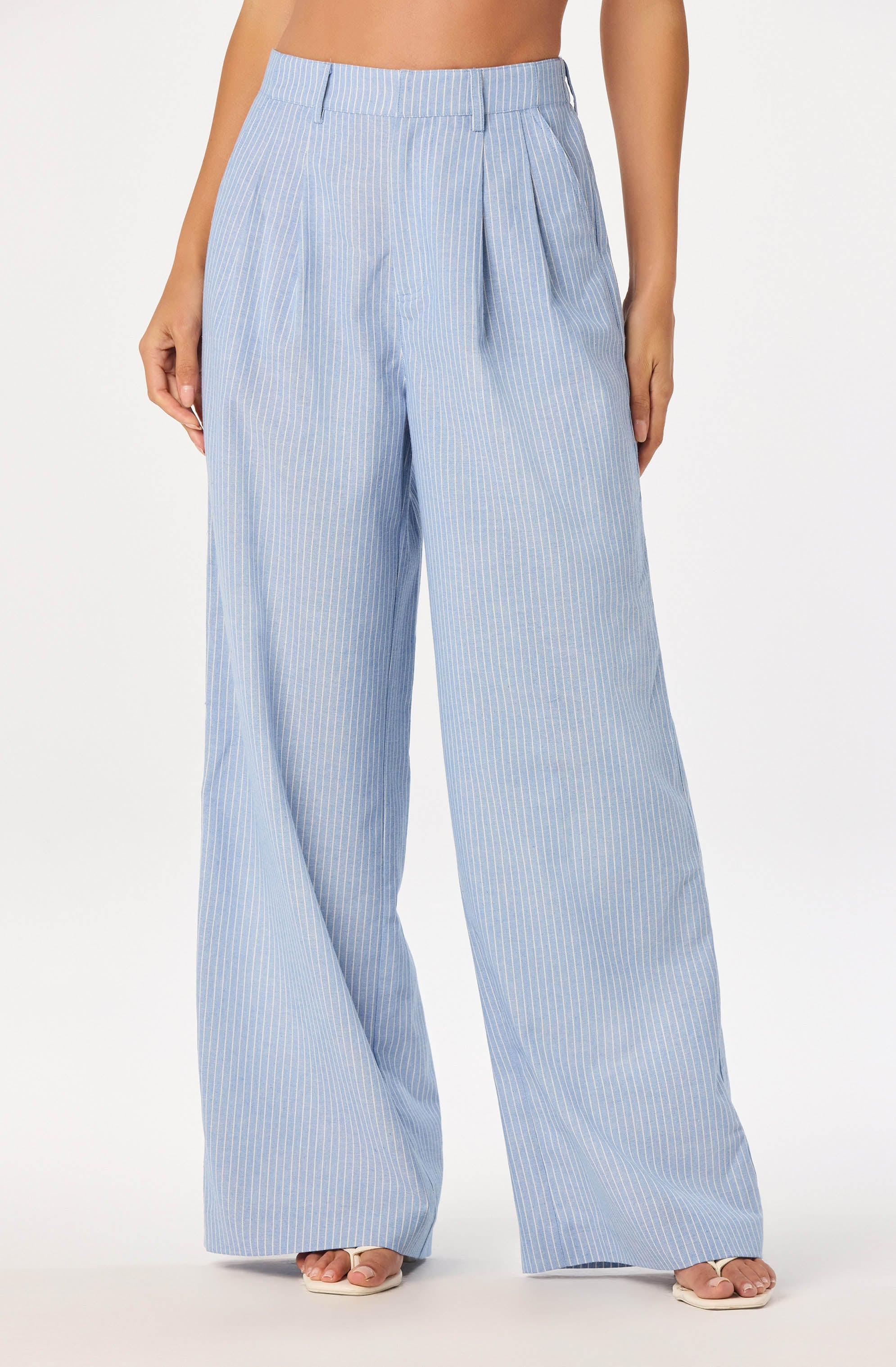Linsey Striped Wide Leg Linen Pants