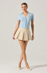 Wide pleat mini skirt