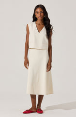 Woven A-Line Midi Skirt