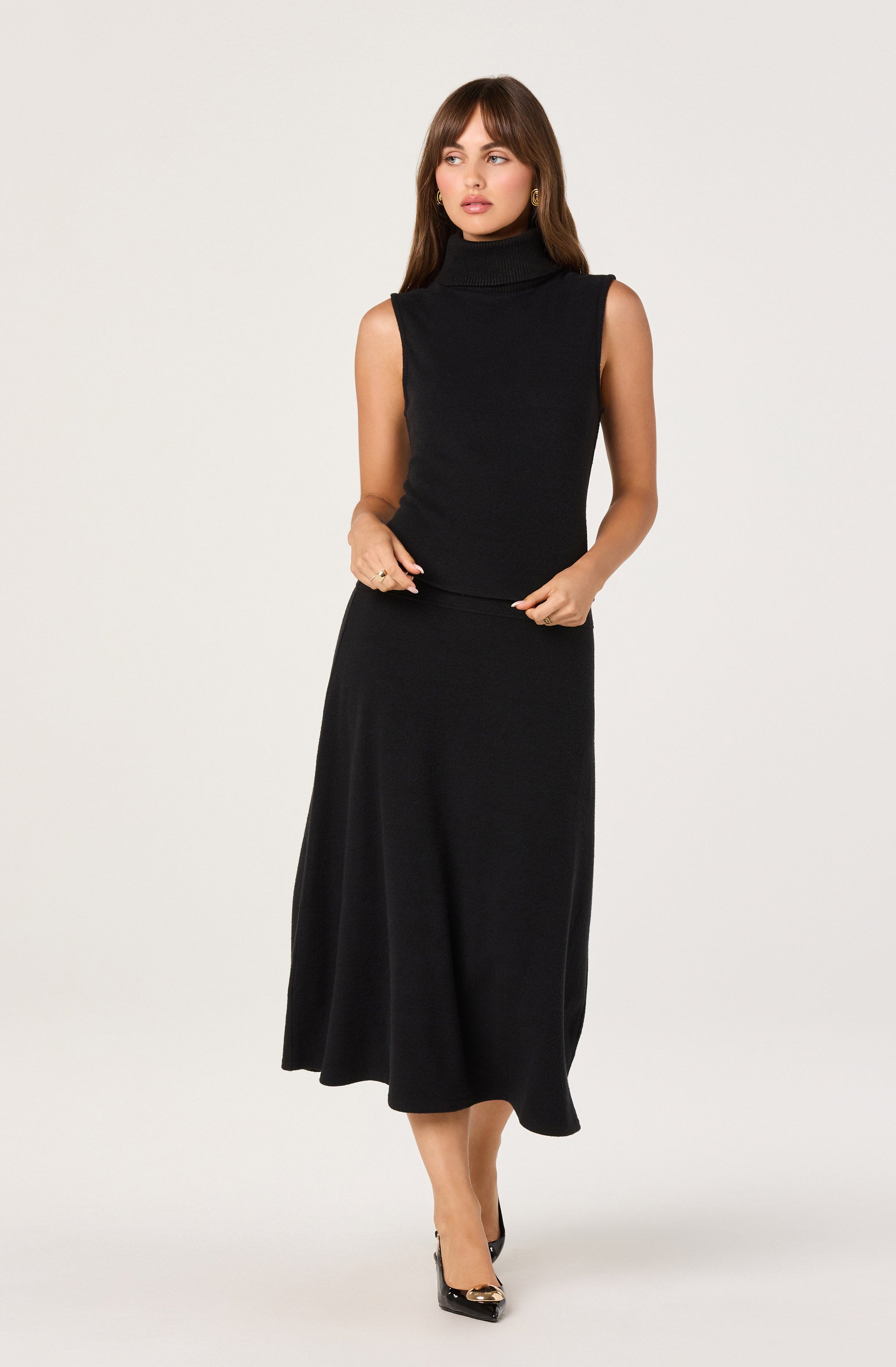 Knit A-line Midi Skirt