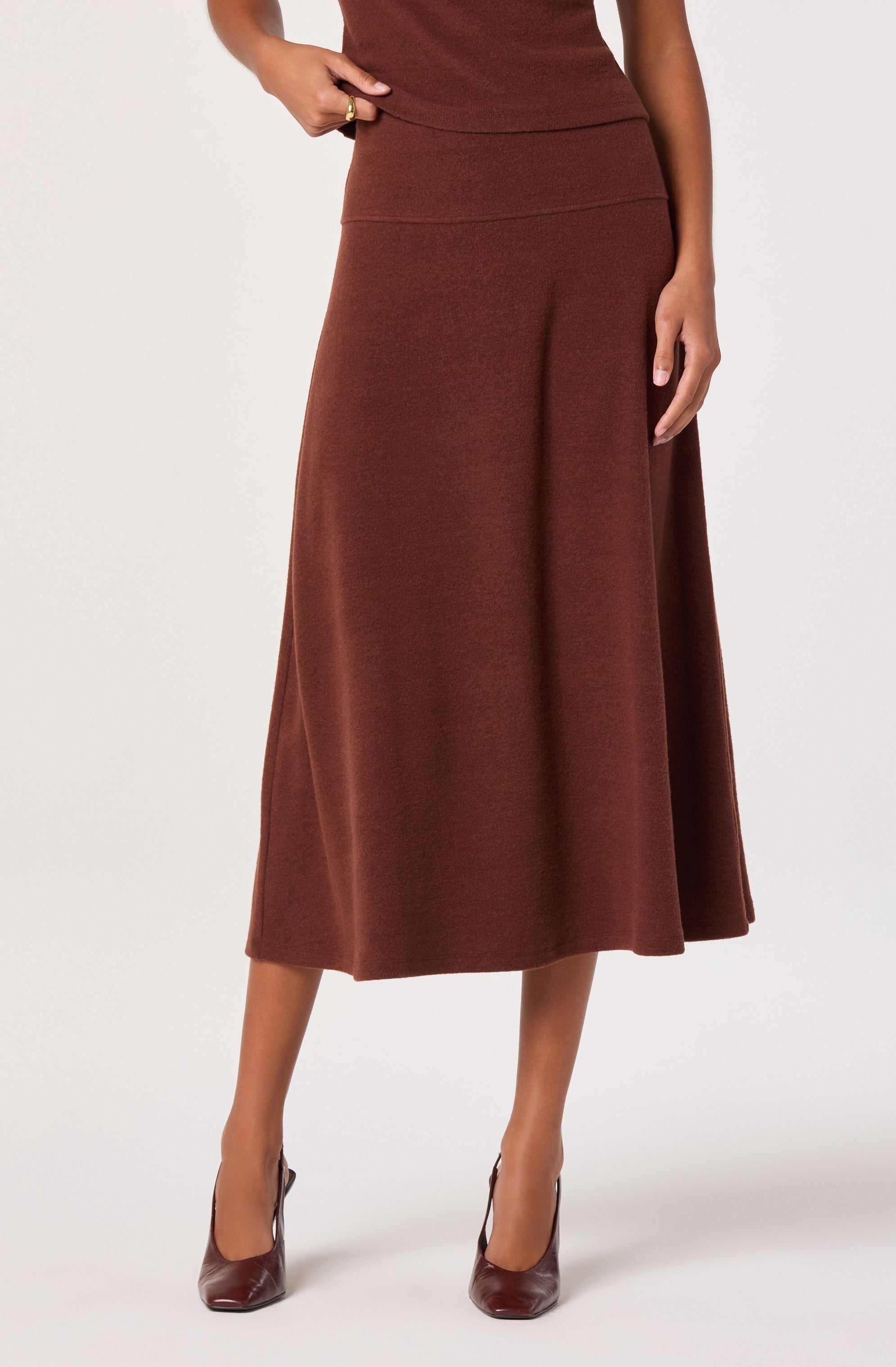 Knit A-line Midi Skirt