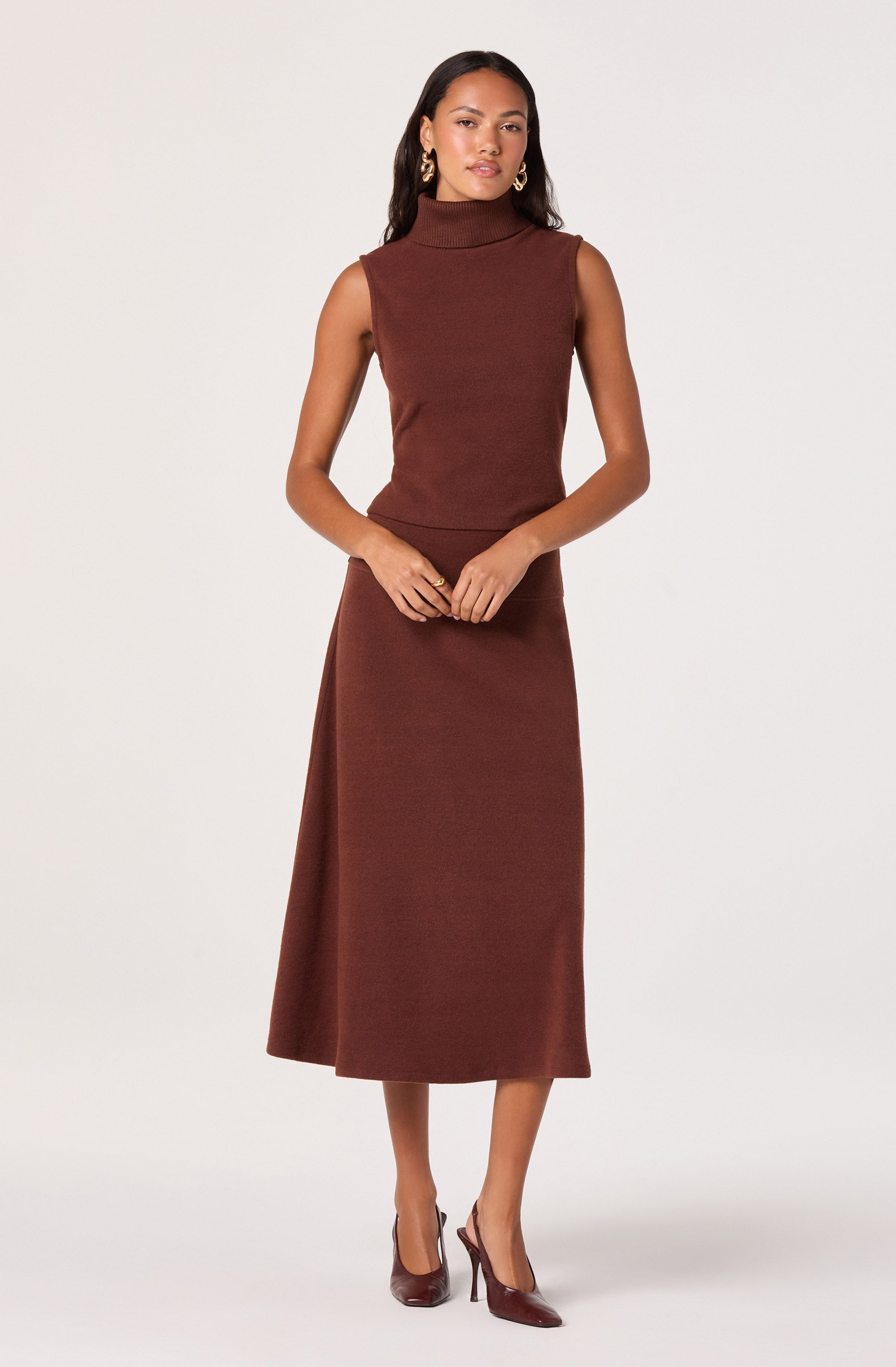 Knit A-line Midi Skirt
