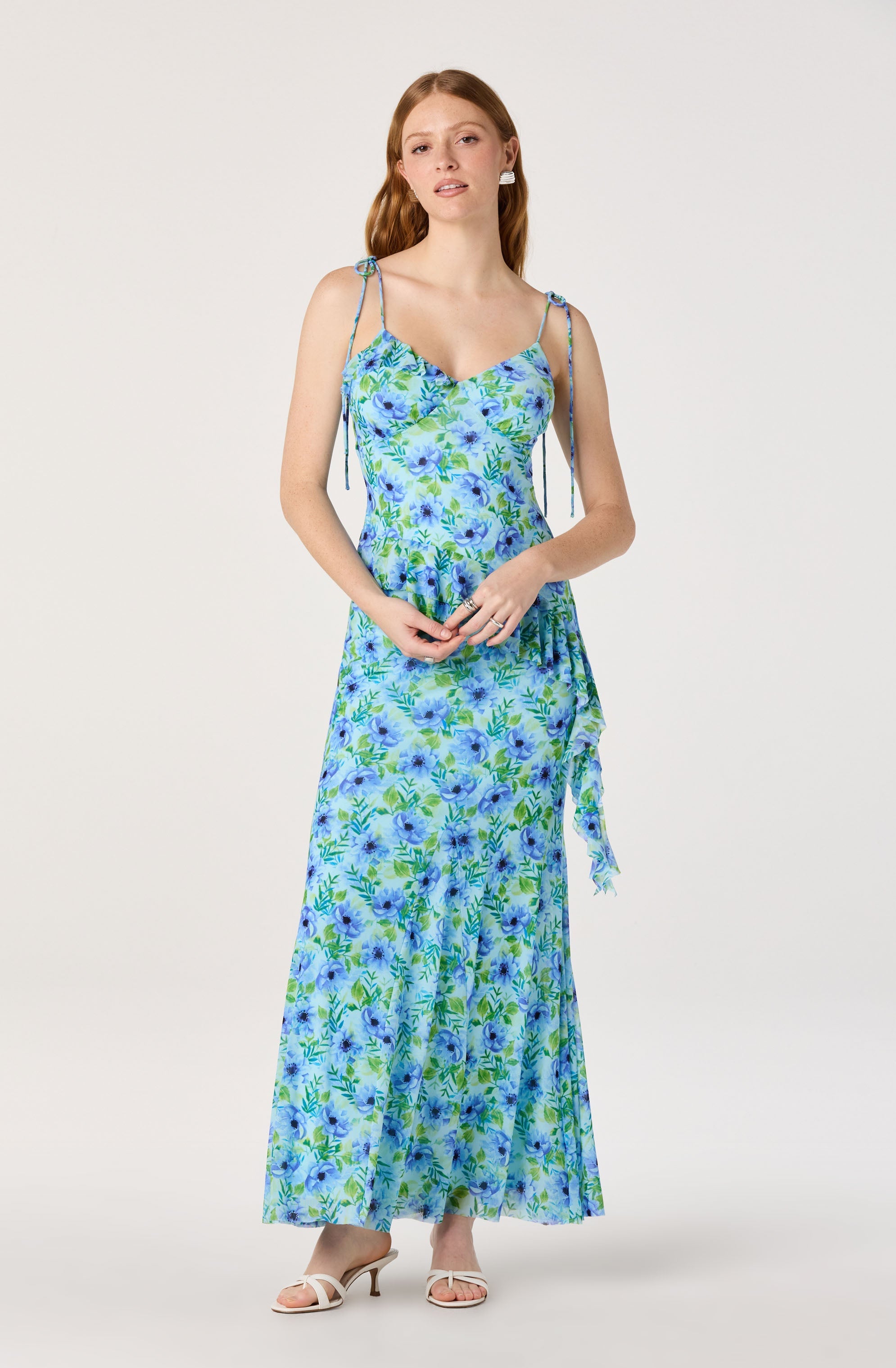 Mejra Floral Godet Knit Midi Skirt