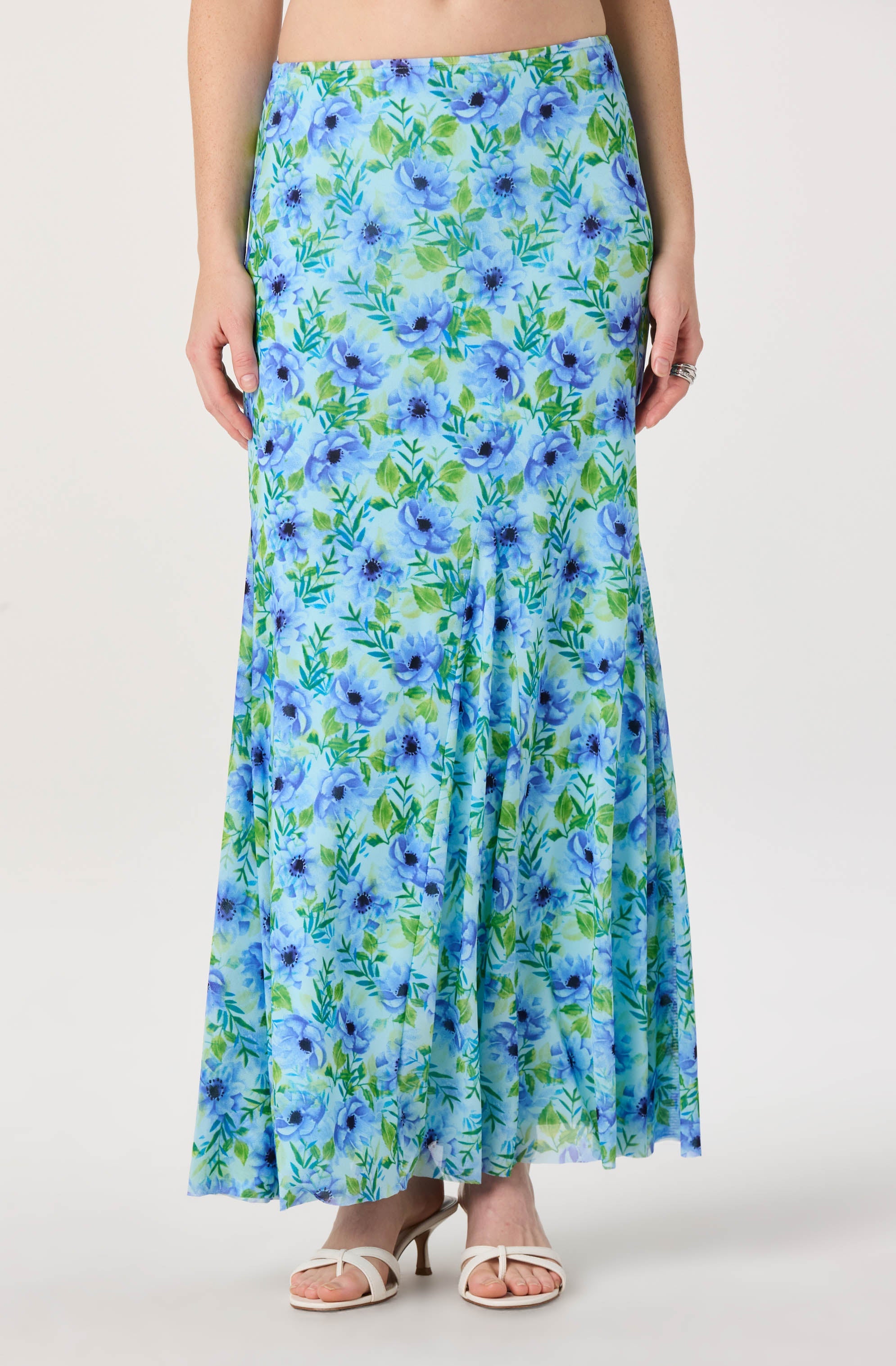 Mejra Floral Godet Knit Midi Skirt