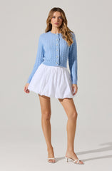 Pearl Button Cable Knit Cardigan