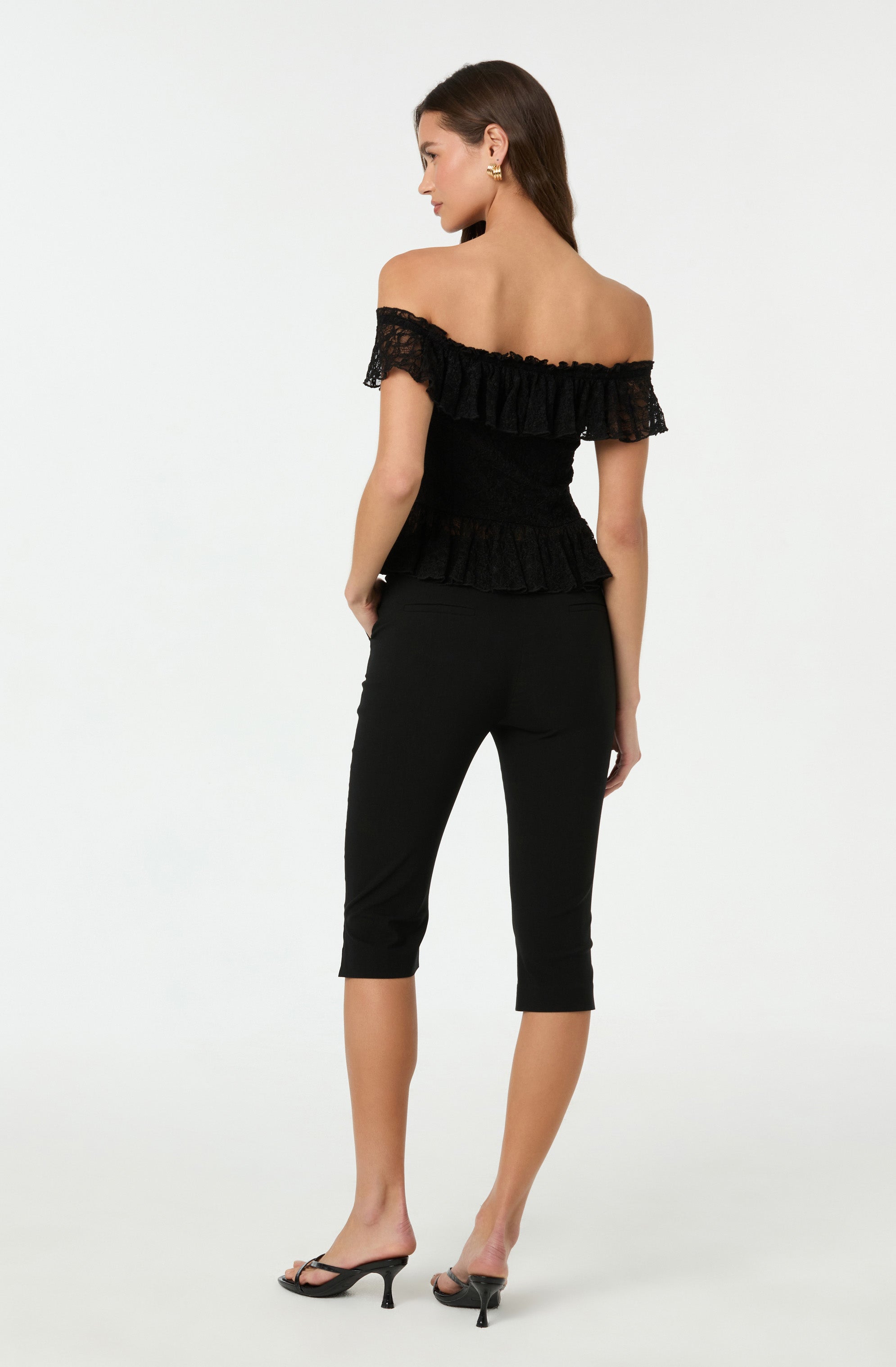 Lace Off Shoulder Ruffle Top