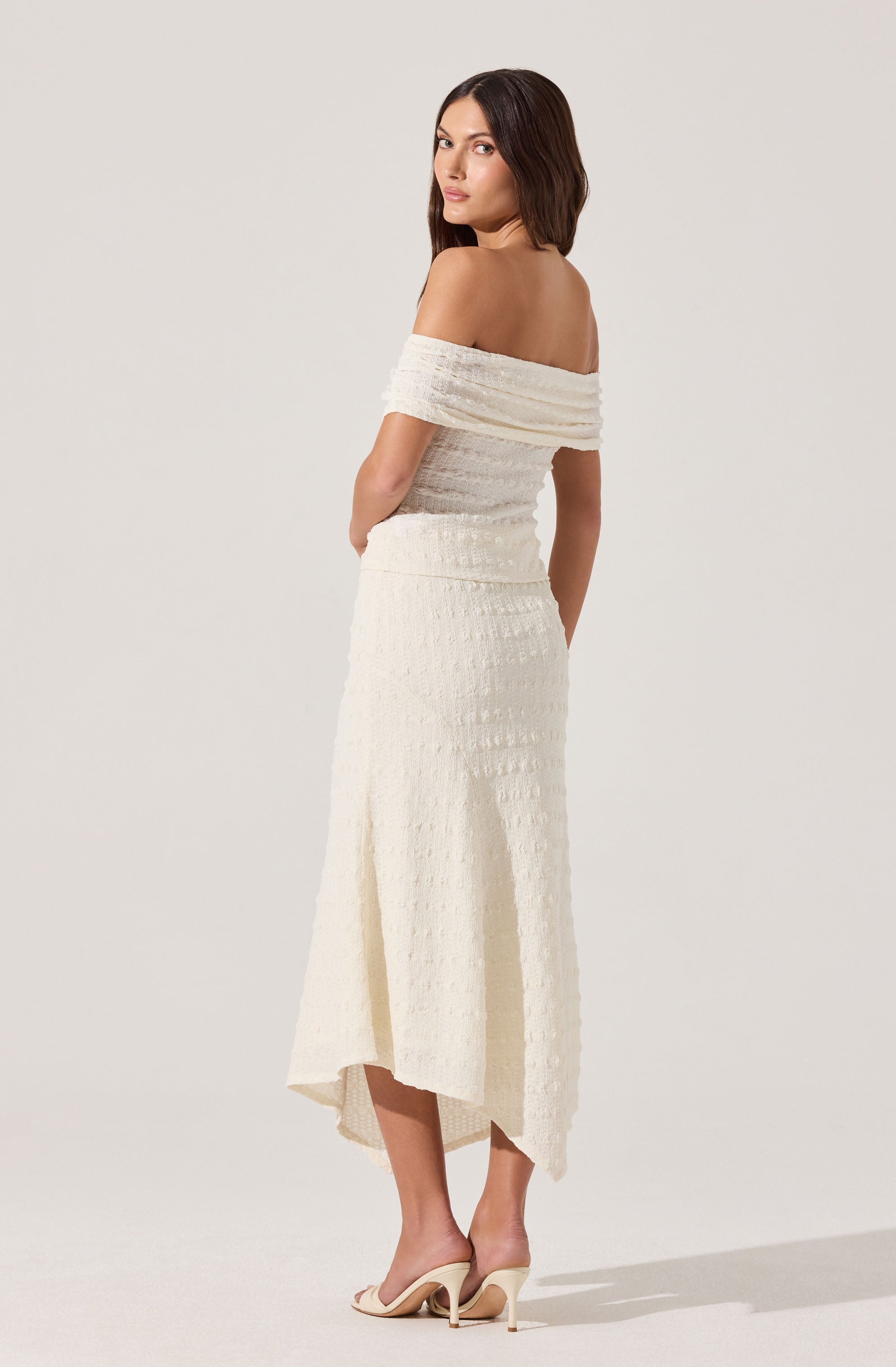 Off Shoulder Textured Knit Top