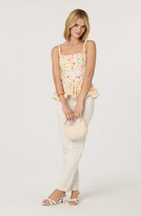 Floral Bubble Hem Peplum Top