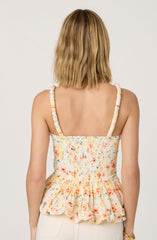 Floral Bubble Hem Peplum Top