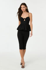 Cutout Bubble Hem Peplum Top