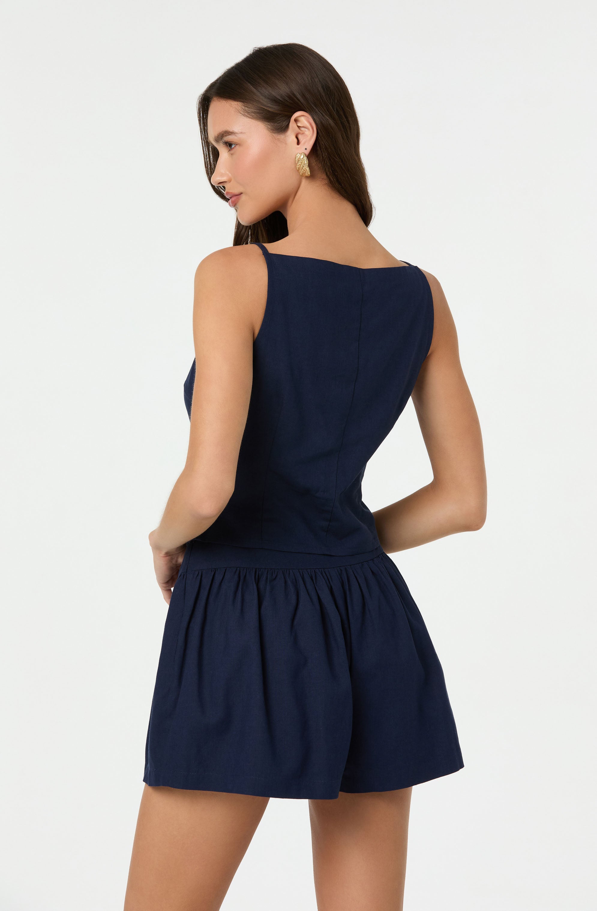 Linen-Blend Boat Neck Top