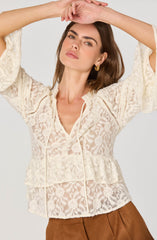 Tiered Lace V-Neck Top