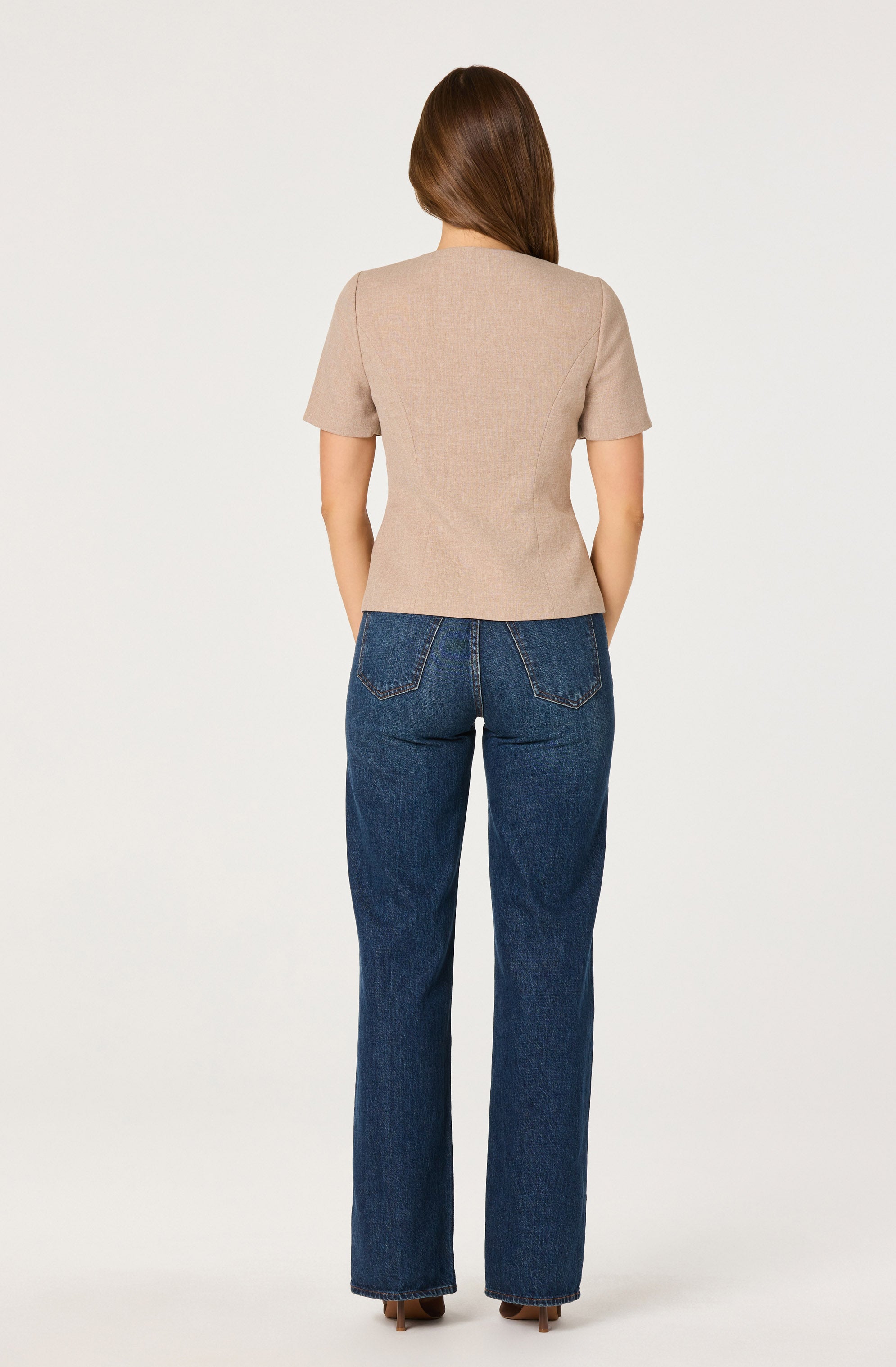 Short Sleeve Square Neck Blazer