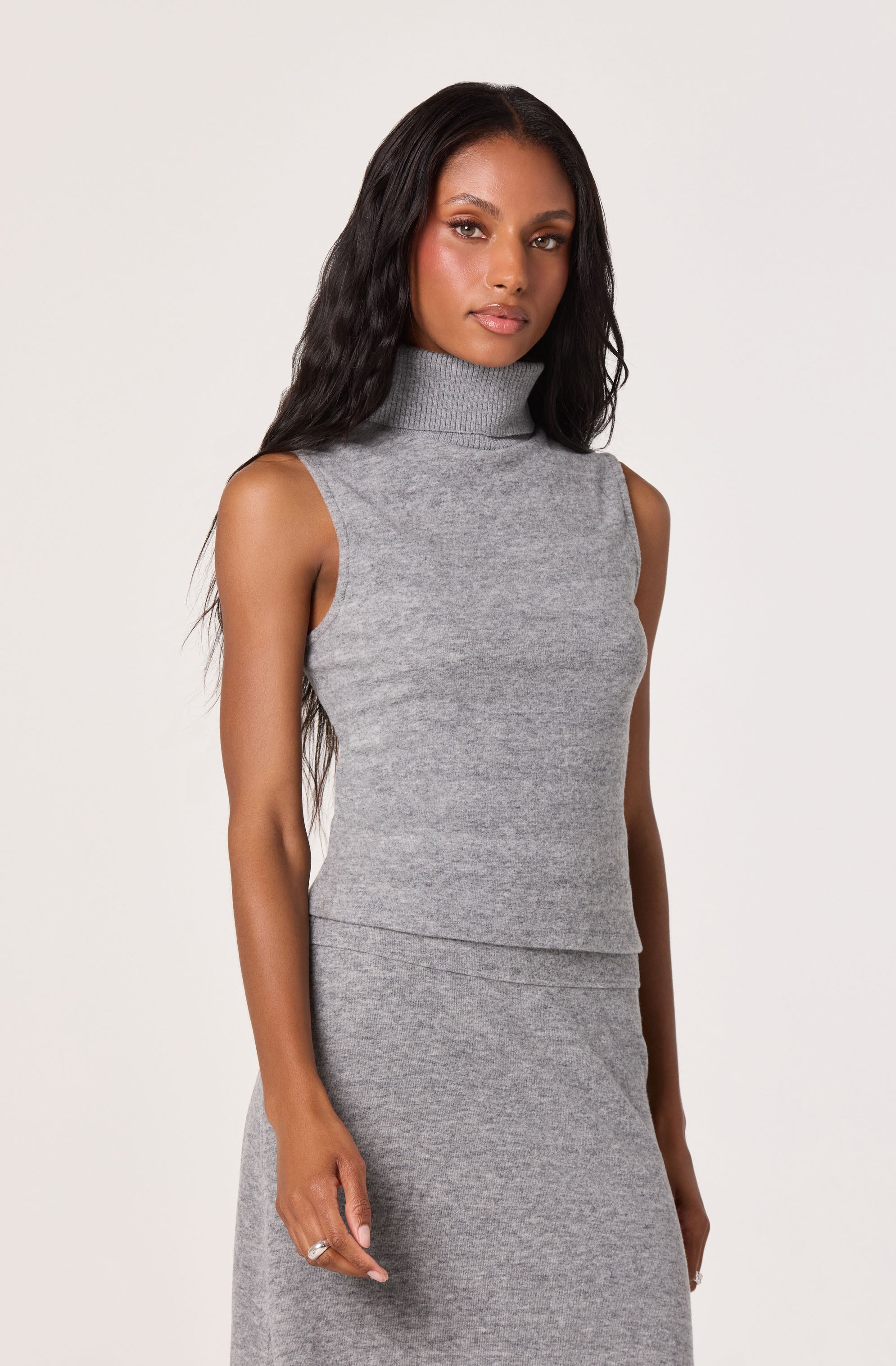 Sleeveless Knit Turtleneck Top