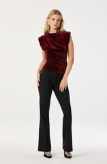 Velvet Draped Asymmetric Top